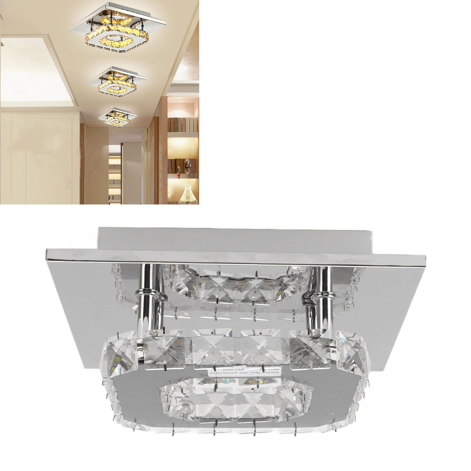 Weitbereichs-led-deckenleuchte Mit Kristallstruktur (85-265 V), Quadratische Wandleuchte Für Flur, Eingangsbereich, Moderne Minimalistische Balkonleuchte.