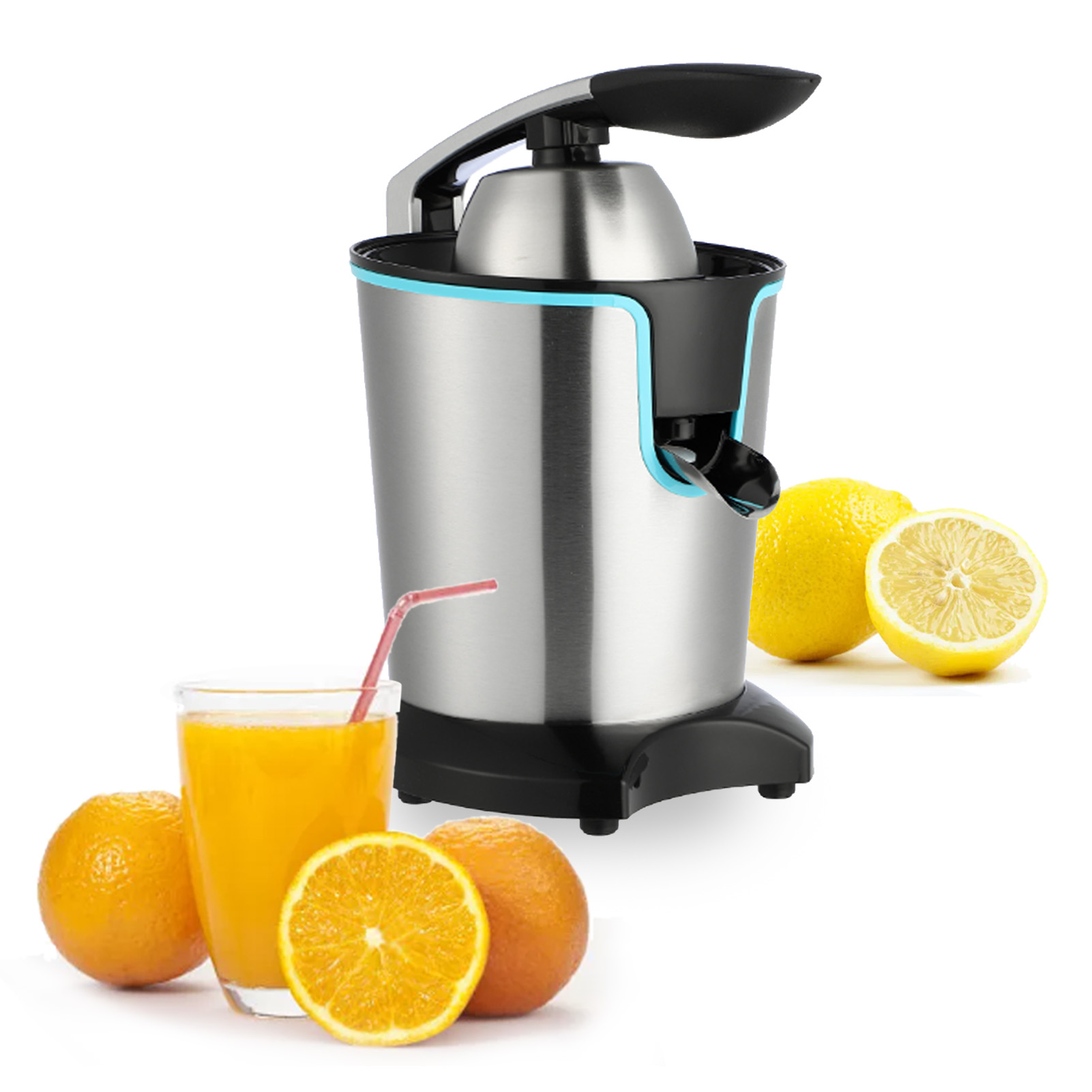 Elektrische Zitruspresse (400 W) Für Orangen, Zitronen Und Grapefruits Konischer Deckel Aus Edelstahl Einfache Bedienung Multifunktionaler Fruchtfleisch- Und Safttrenner Für Zitronen Und Orangen Europ