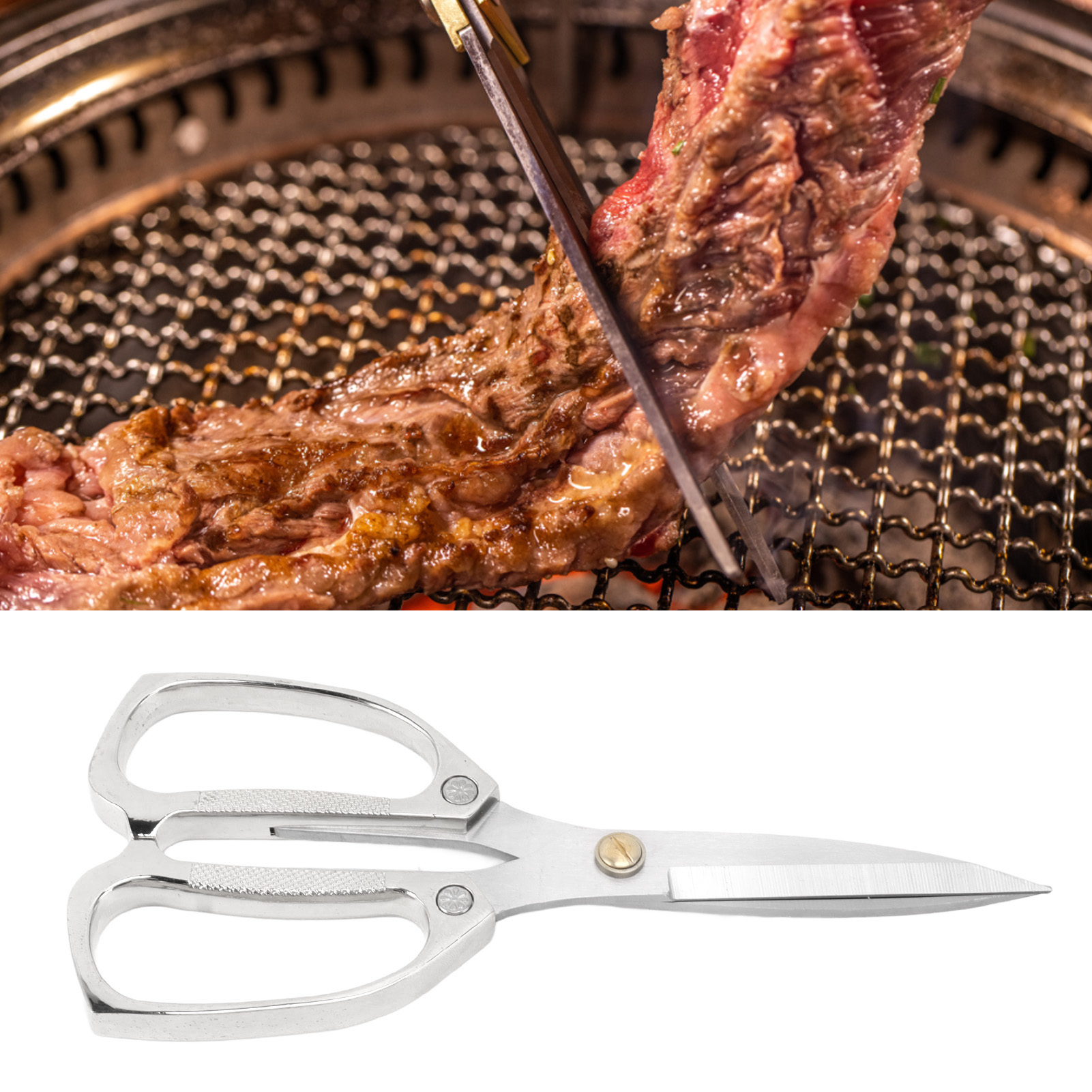 Multifunktionale Und Scharfe Grillschere, Benutzerfreundliche Küchenschere, Silberne Mehrzweckschere H-7