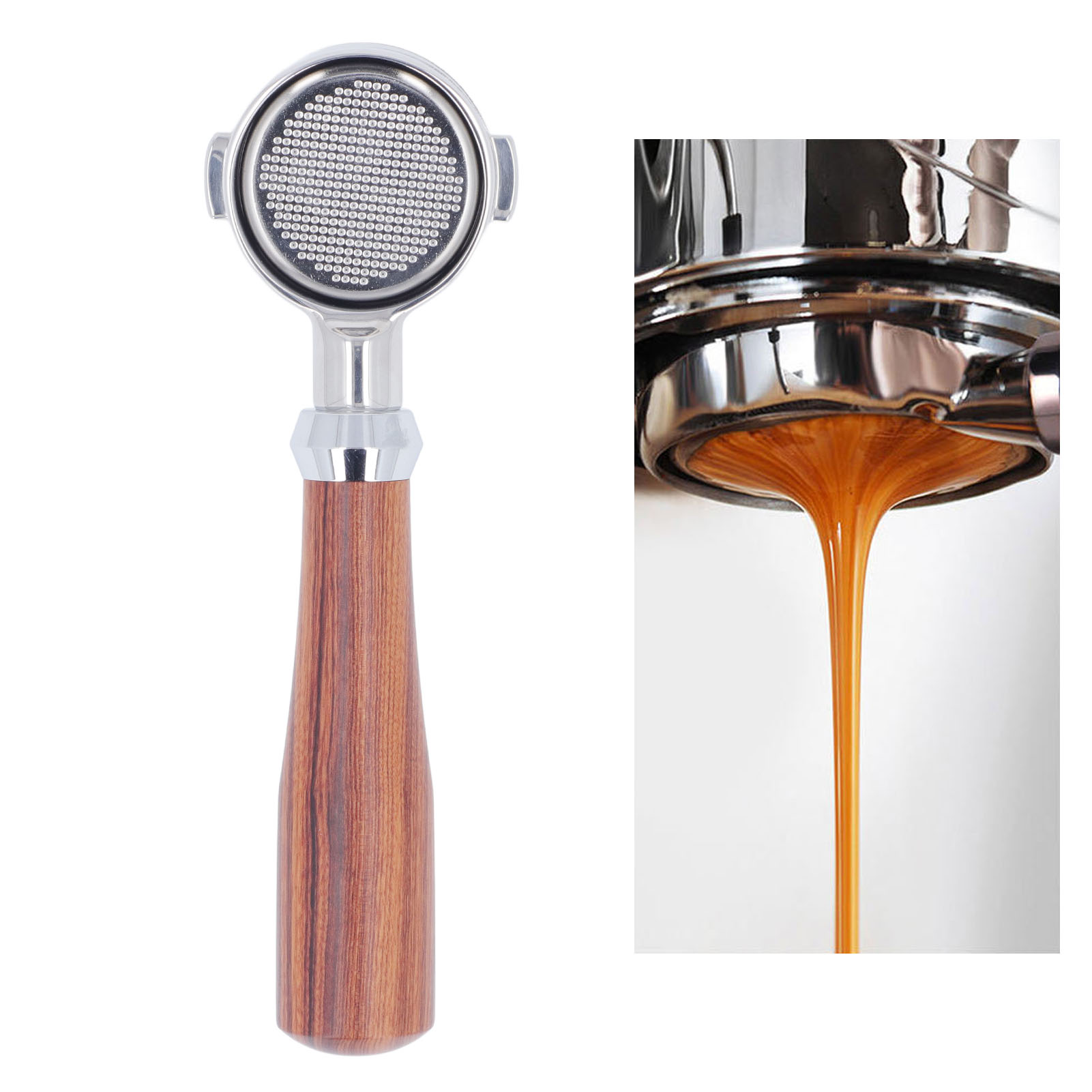 De'longhi Eco310 Kaffeemaschinengriff Aus 51 Mm Edelstahl, Klassischer Rosenholzgriff