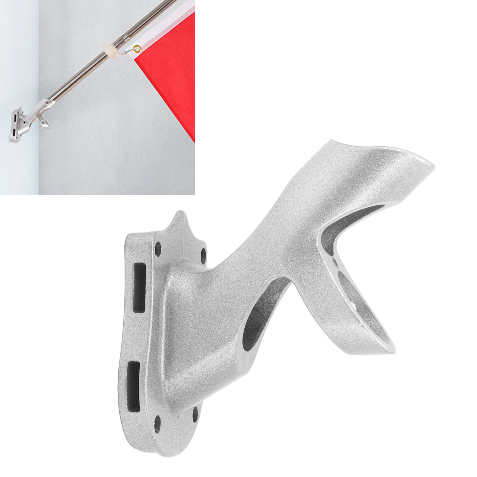 45-grad-mastfuß Aus Aluminiumlegierung, Verstellbarer Werbefahnenhalter Mit Drei Löchern, Maststütze, Silberfarben.