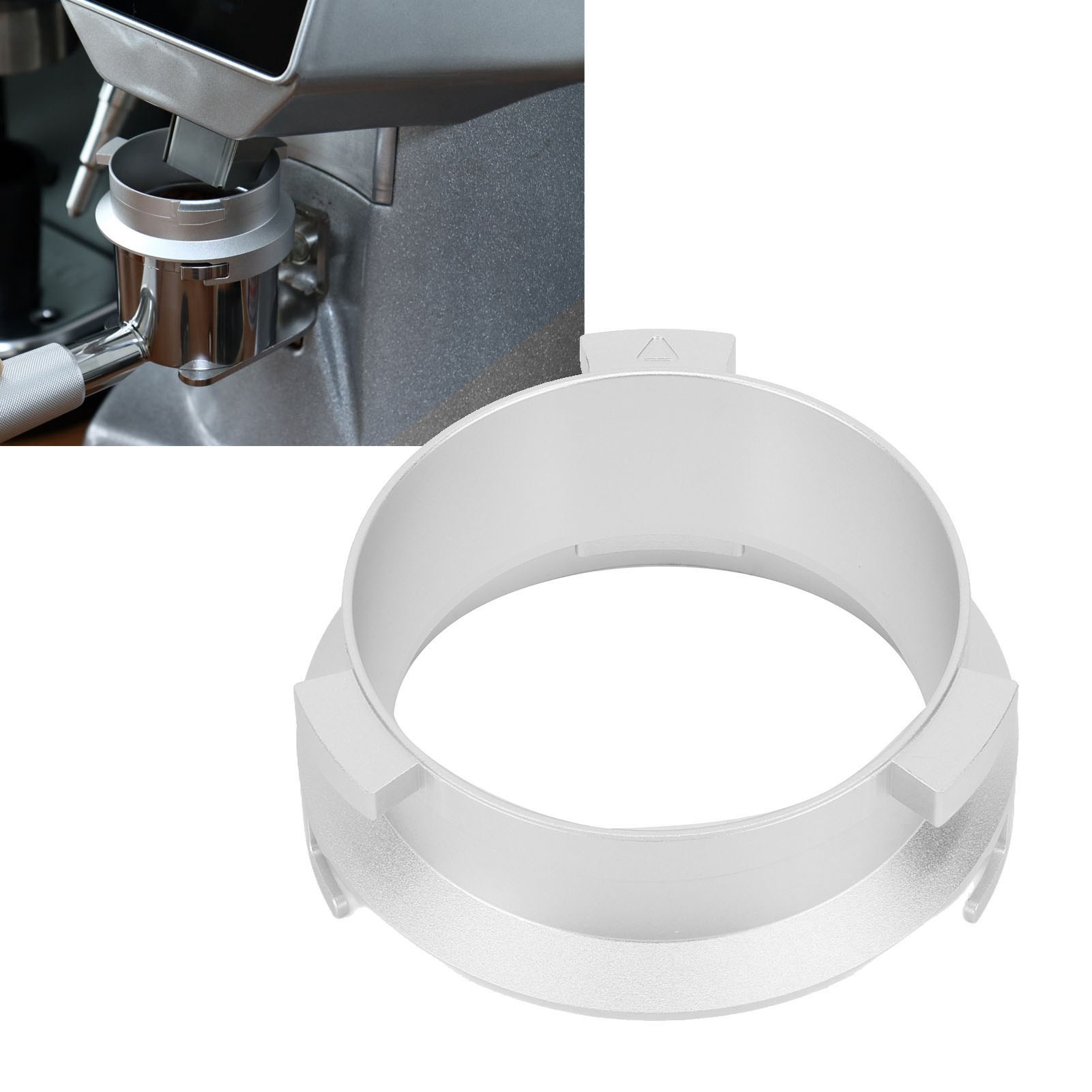 Passend Für Delonghi 9er Serie Kaffeemaschinen Filterhalter 9335/9155/9355/9665, 51 Mm Drehbarer Kaffeepulver-auffangring Aus Legierung, Silber.