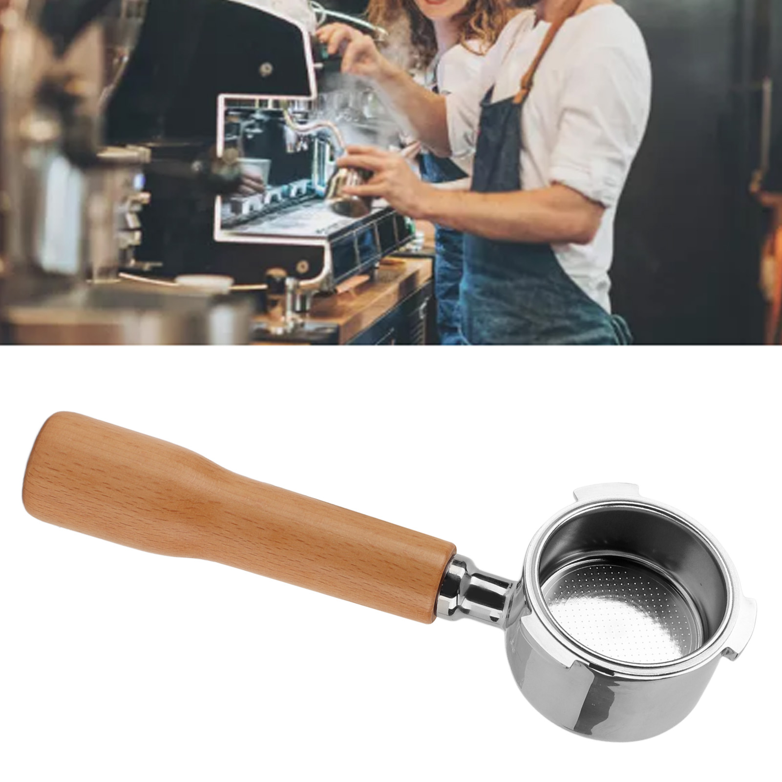 De'longhi Kaffeemaschinenmodifikation Mit Drei Edelstahlgriffen, 51 Mm, Bodenlosem Einlagigem Filterhalter, Grifflängenfehler Von 1 Bis 2 Cm, Modell C1, Buchenholz.