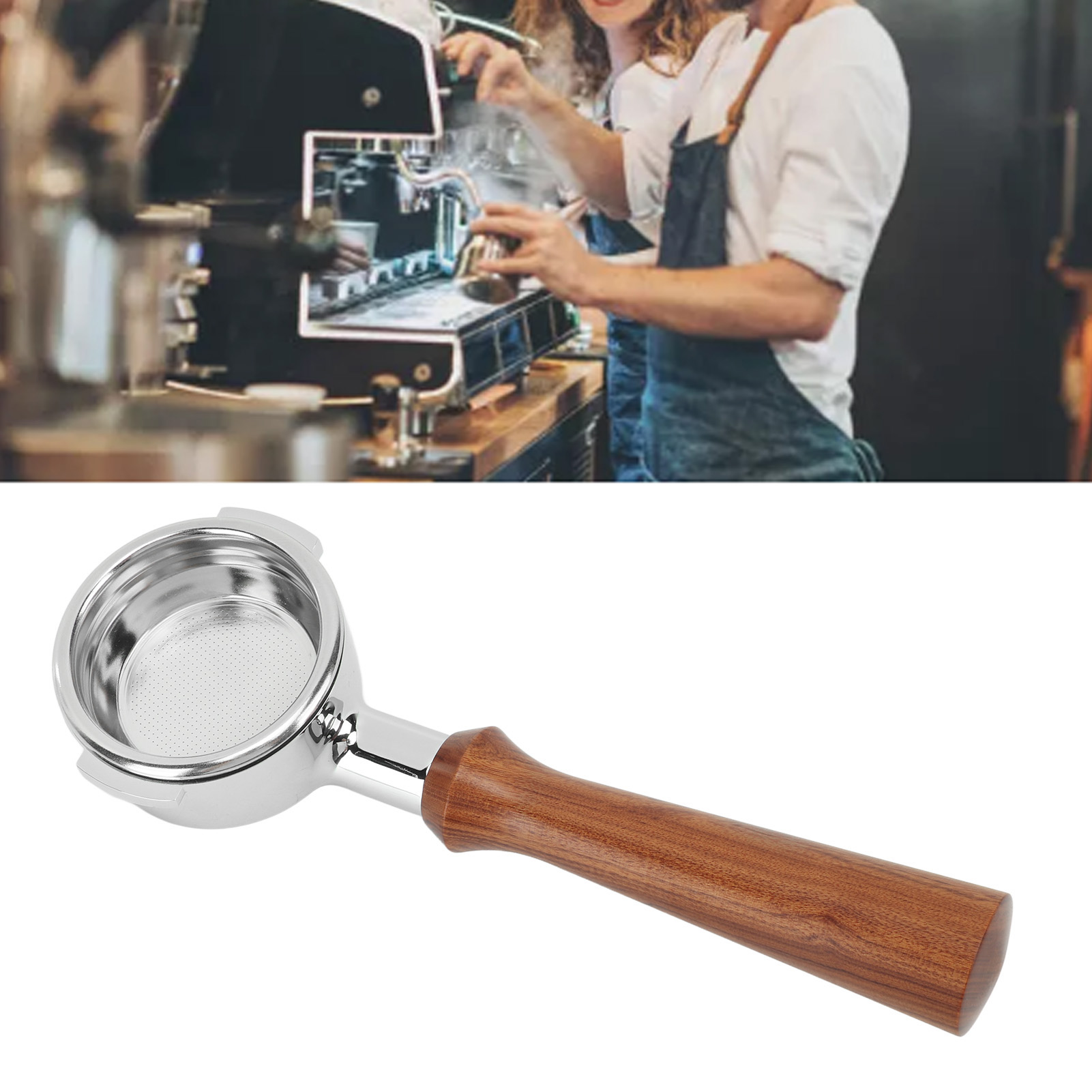 Aibao E61 58-mm-einschichtfilter Für Die Zubereitung Von Doppeltem Espresso, Aus Aluminiumlegierung, Bodenlos, Rosenholz Typ F