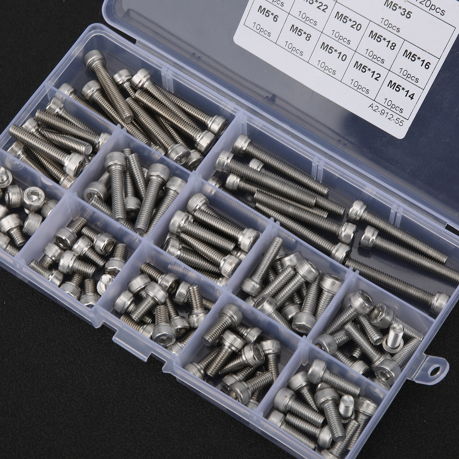 Edelstahl 304 Innensechskantschrauben M3/m4/m5/m6/m8, Sortiment Von 120 Stück.