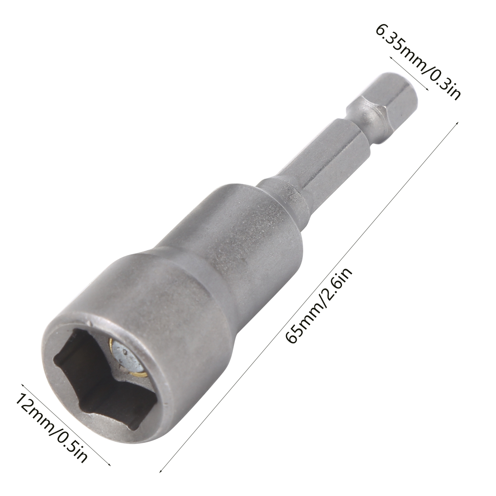 12-mm-sechskant-steckschlüssel Aus Chrom-vanadium-stahl Mit Starkem Magneten Und Hochfester Mutter, Pistolenbohrer, Steckschlüssel Für Elektrischen Drehmomentschlüssel, 5er-set