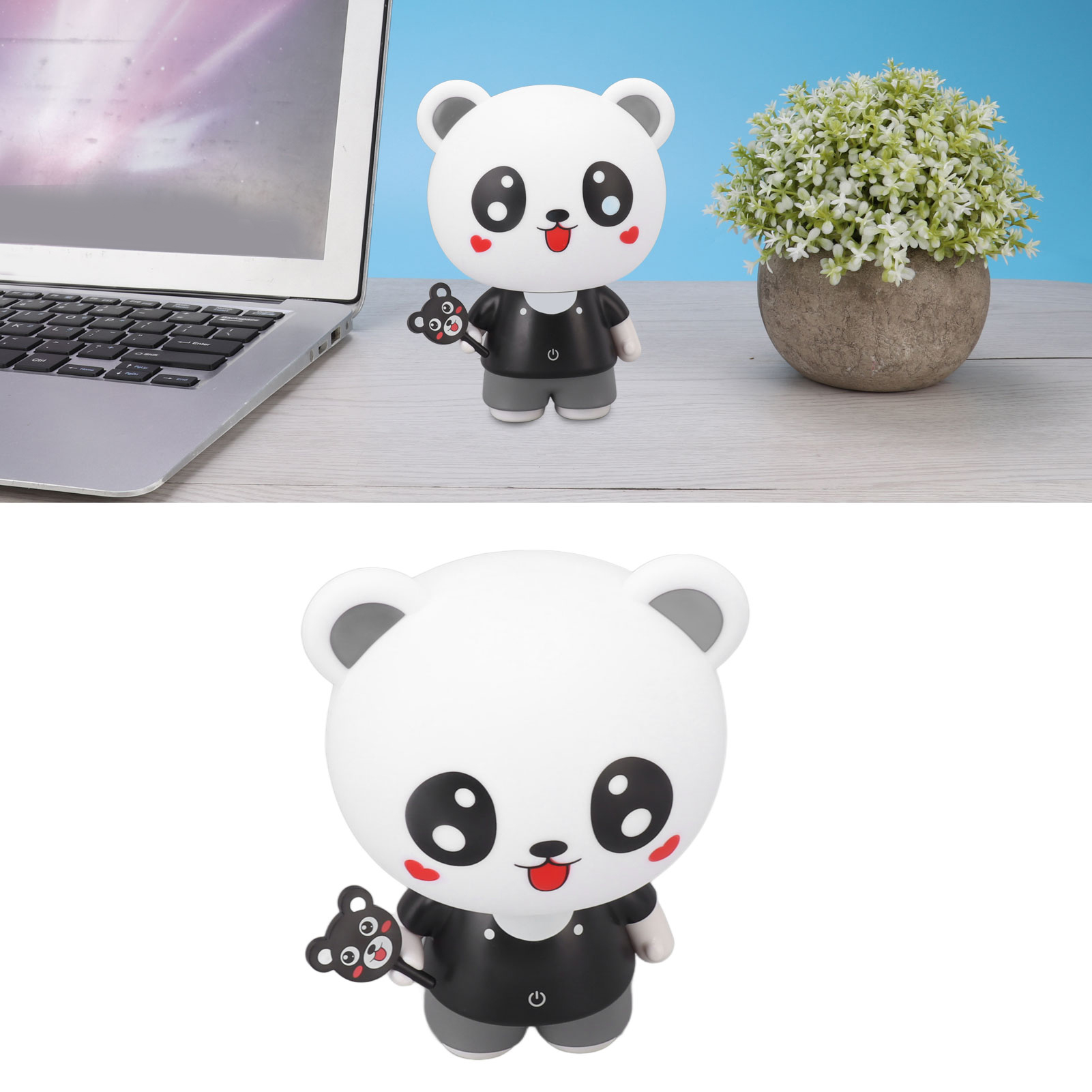 Stilvolle Schreibtischlampe Mit Cartoon-muster, Sanfte Led-nachttischlampe, Augenschonend, Lese-/arbeitslampe, Weiß, Usb