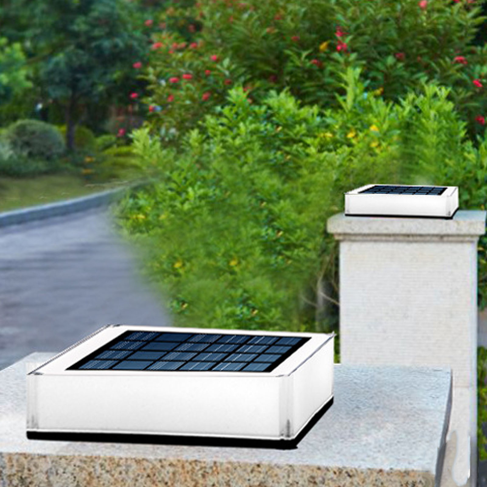 Solarbetriebene Säulenleuchten Für Zäune Und Außenwände, Rasenflächen Und Wasserdichte Gartenterrassen.