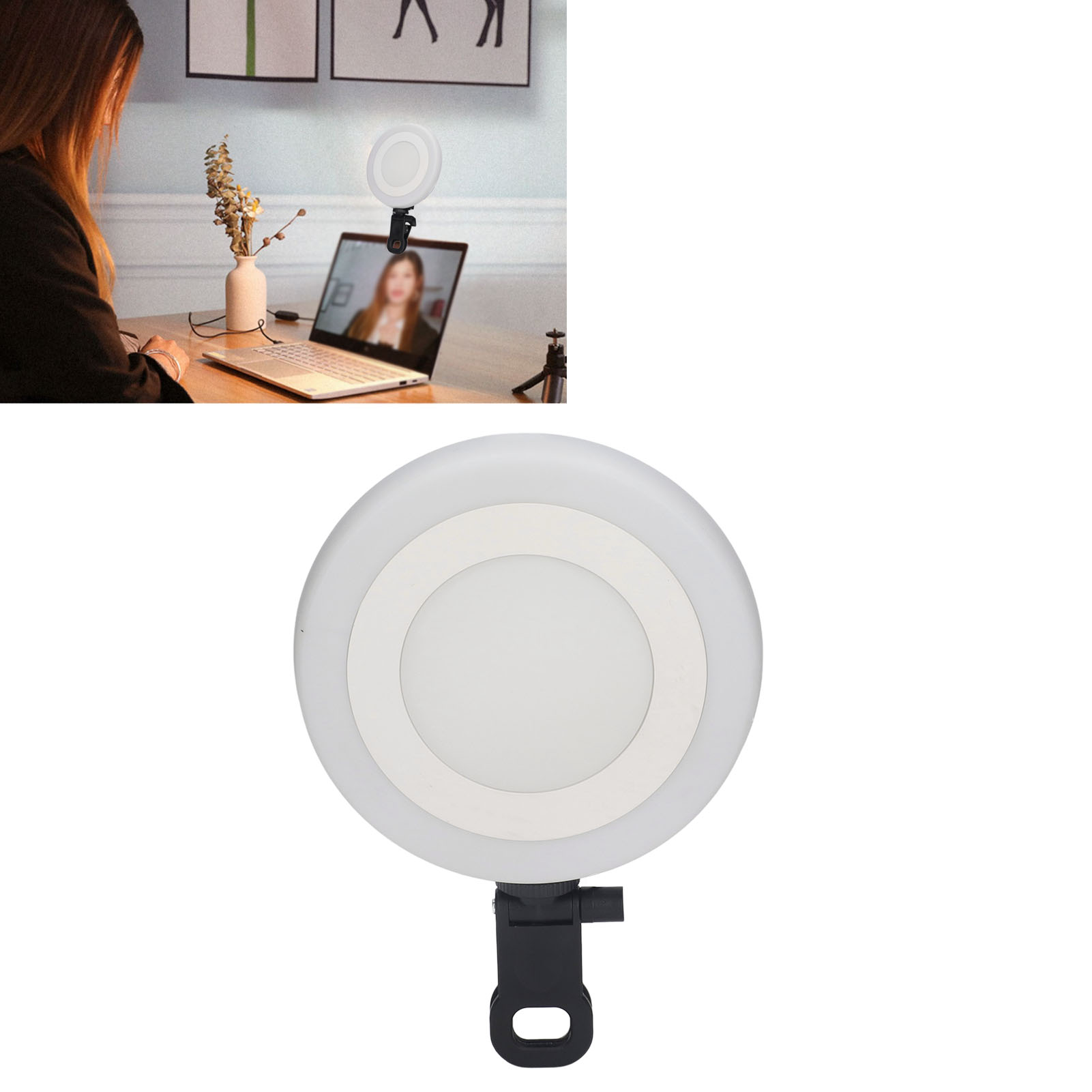 5,5-zoll-arbeitsleuchte Für Videokonferenzen Mit 3 Beleuchtungsmodi Und 10 Helligkeitsstufen. Runde Usb-clip-laptopleuchte Mit Rgb-ringlicht Für Live-streaming.