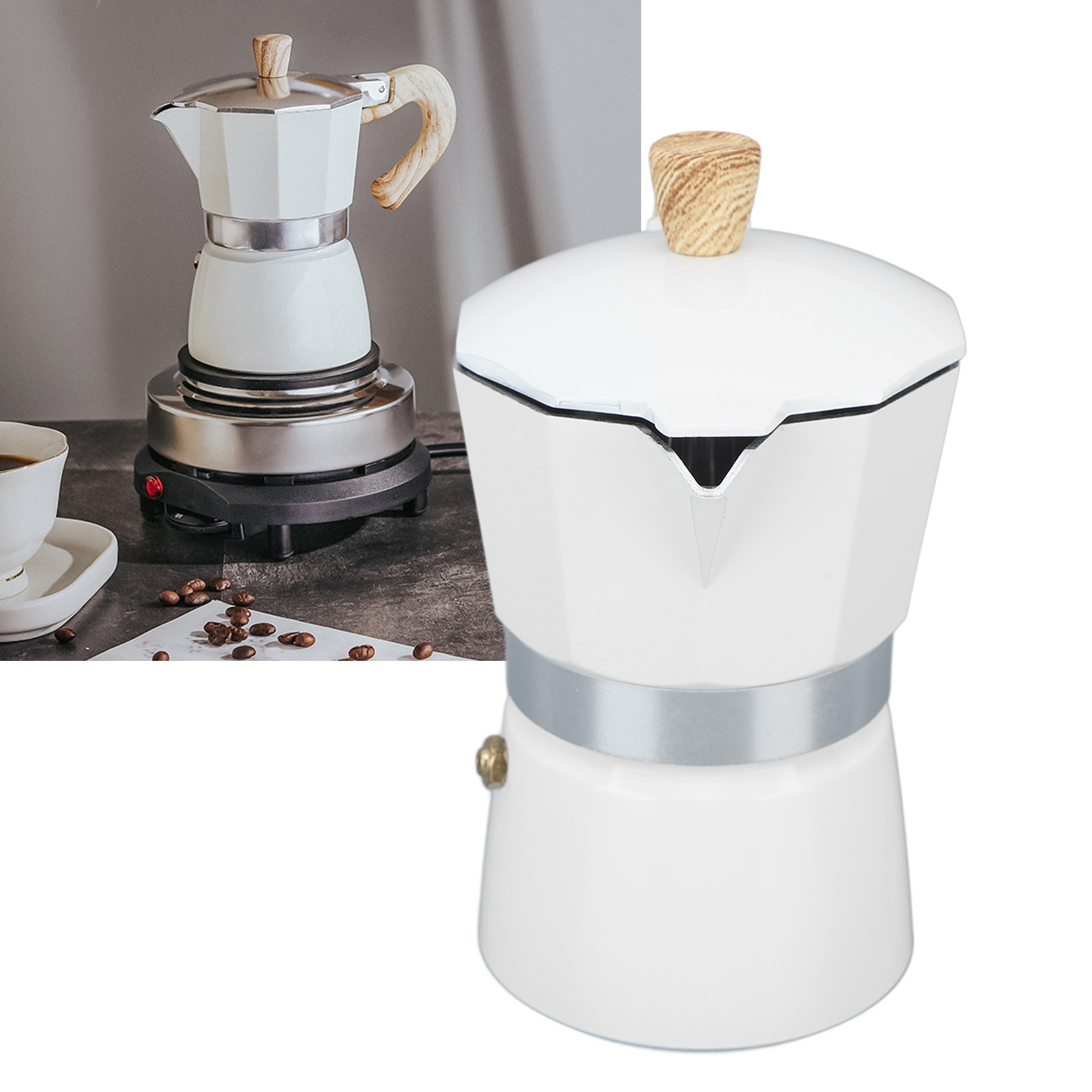 Moka-kanne, Italienische Espressokanne, Manueller Wasserkocher Für Den Außenbereich, 6 Tassen, 300 Ml