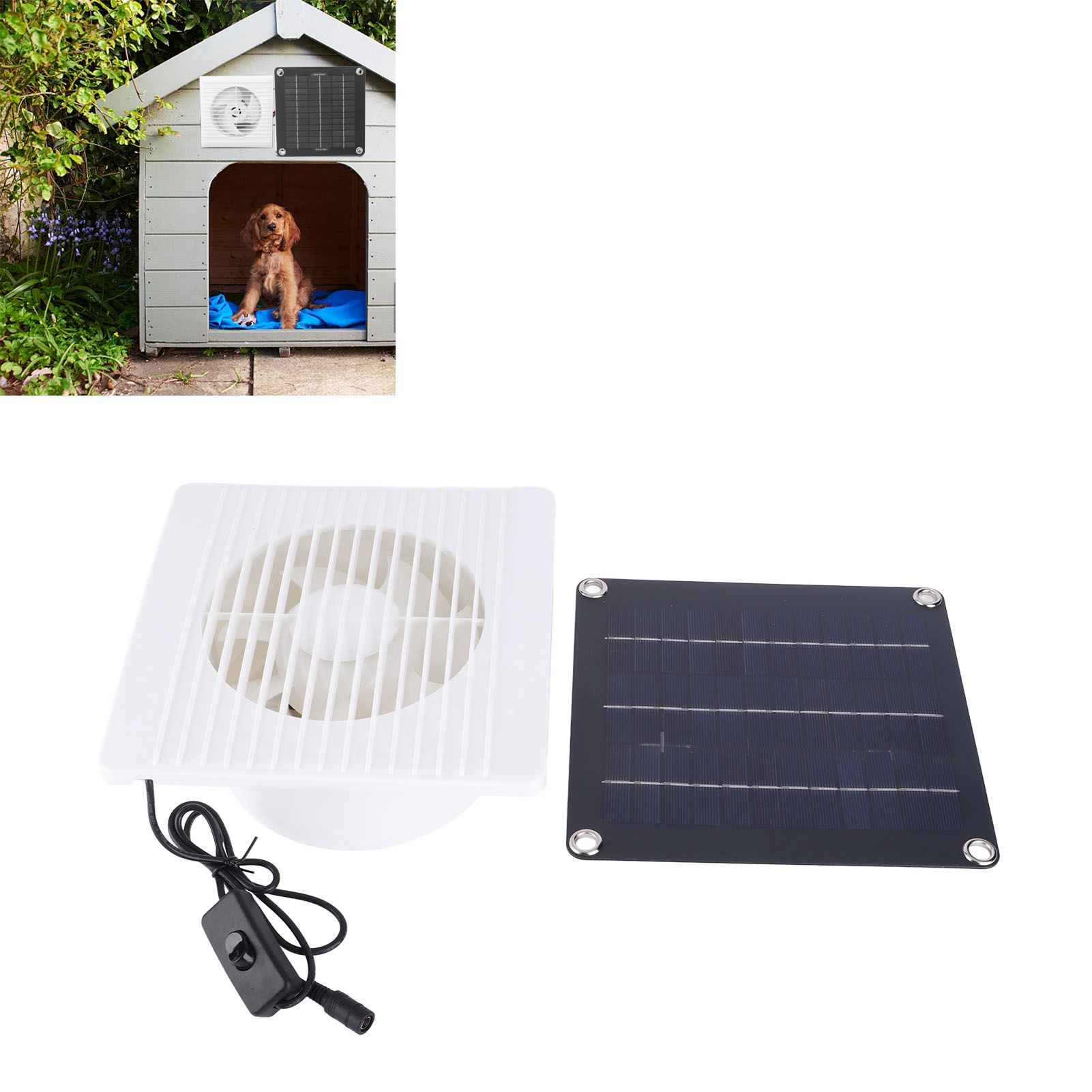 Solarbetriebener Abluftventilator Mit 10w 12v Solarpanel, 6-zoll-ventilator Für Gärten Und Tiergehege, Sorgt Für Frischluftzufuhr.