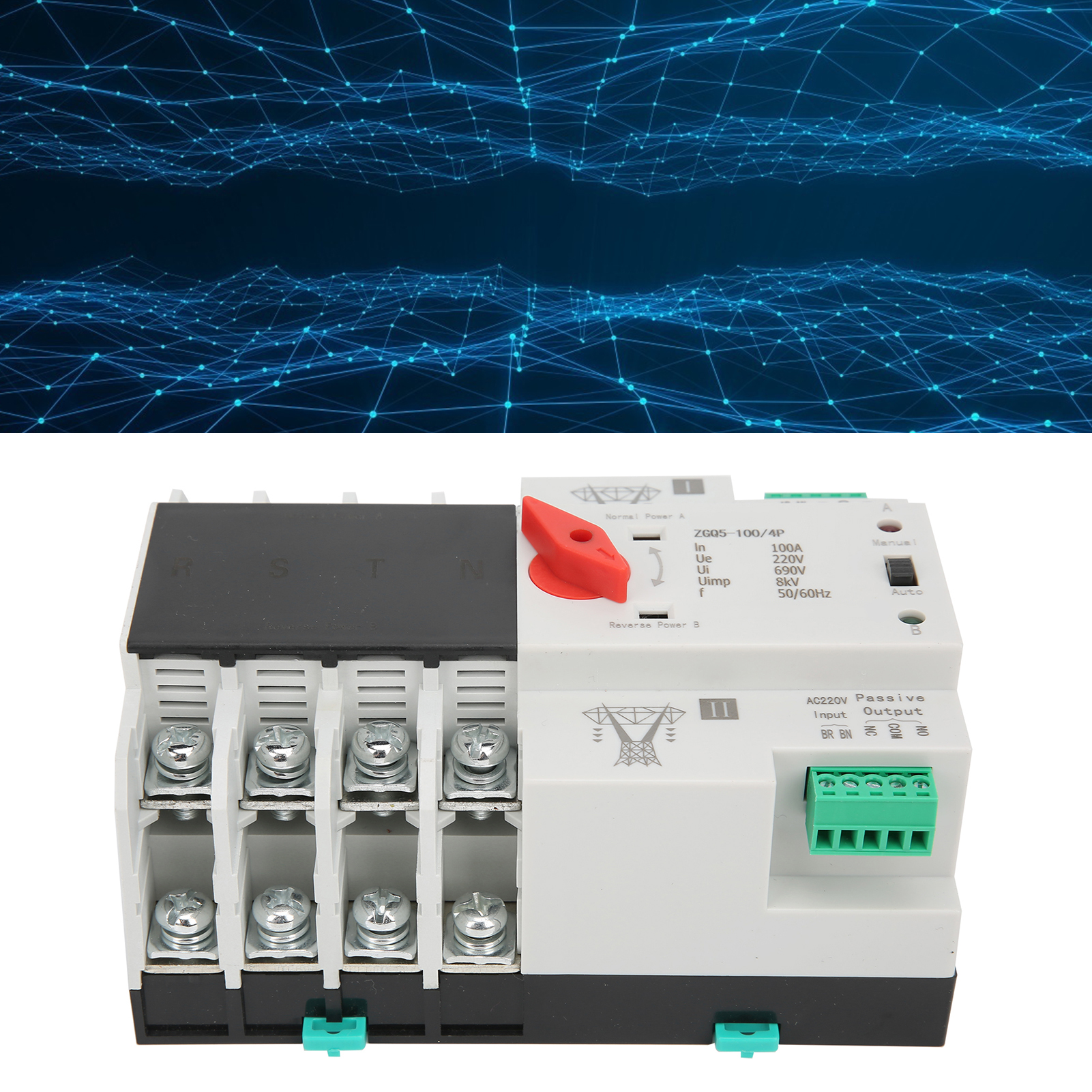 Automatischer 220-v-doppelstrom-umschalter Zgq5-100/4p, Unterbrechungsfreier Bidirektionaler Umschalter, Isolierter Haushalts-konverter