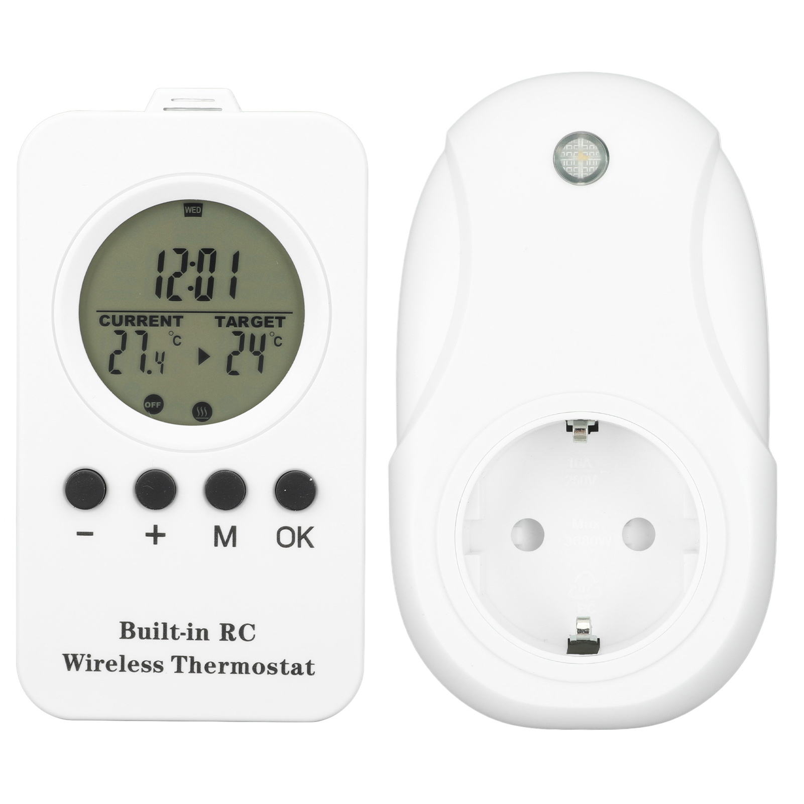 Kabelloser Thermostat Zum Einstecken, Digitaler Thermostat, Tragbarer Heizkörper Mit Lcd-fernbedienung, Wandheizkörper