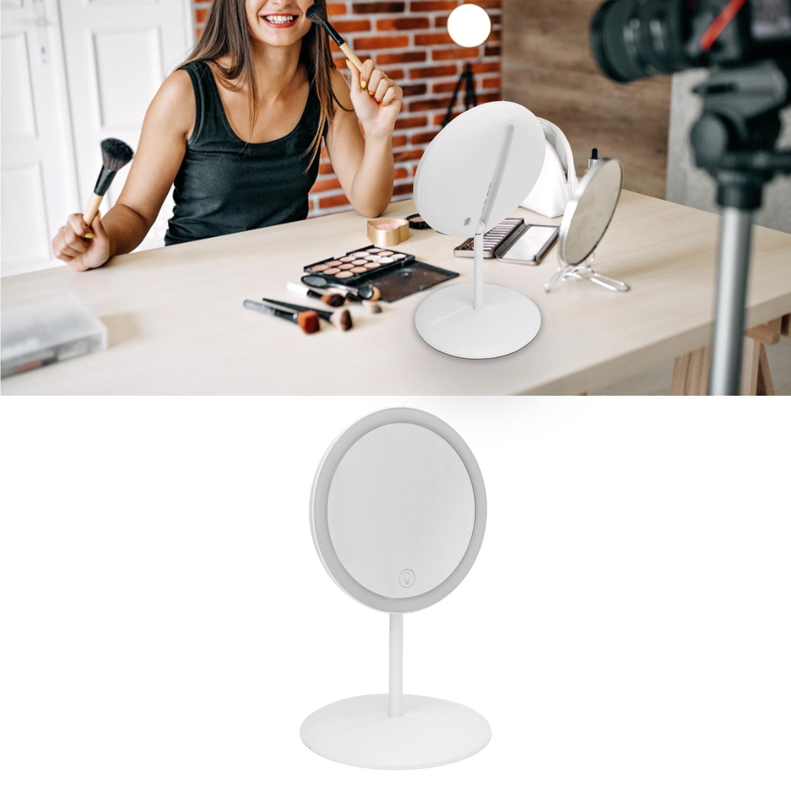 Abnehmbarer Und Faltbarer Led-schminkspiegel Mit Touch-beleuchtung Und Usb-aufladung. Für Den Schreibtisch Oder Unterwegs.