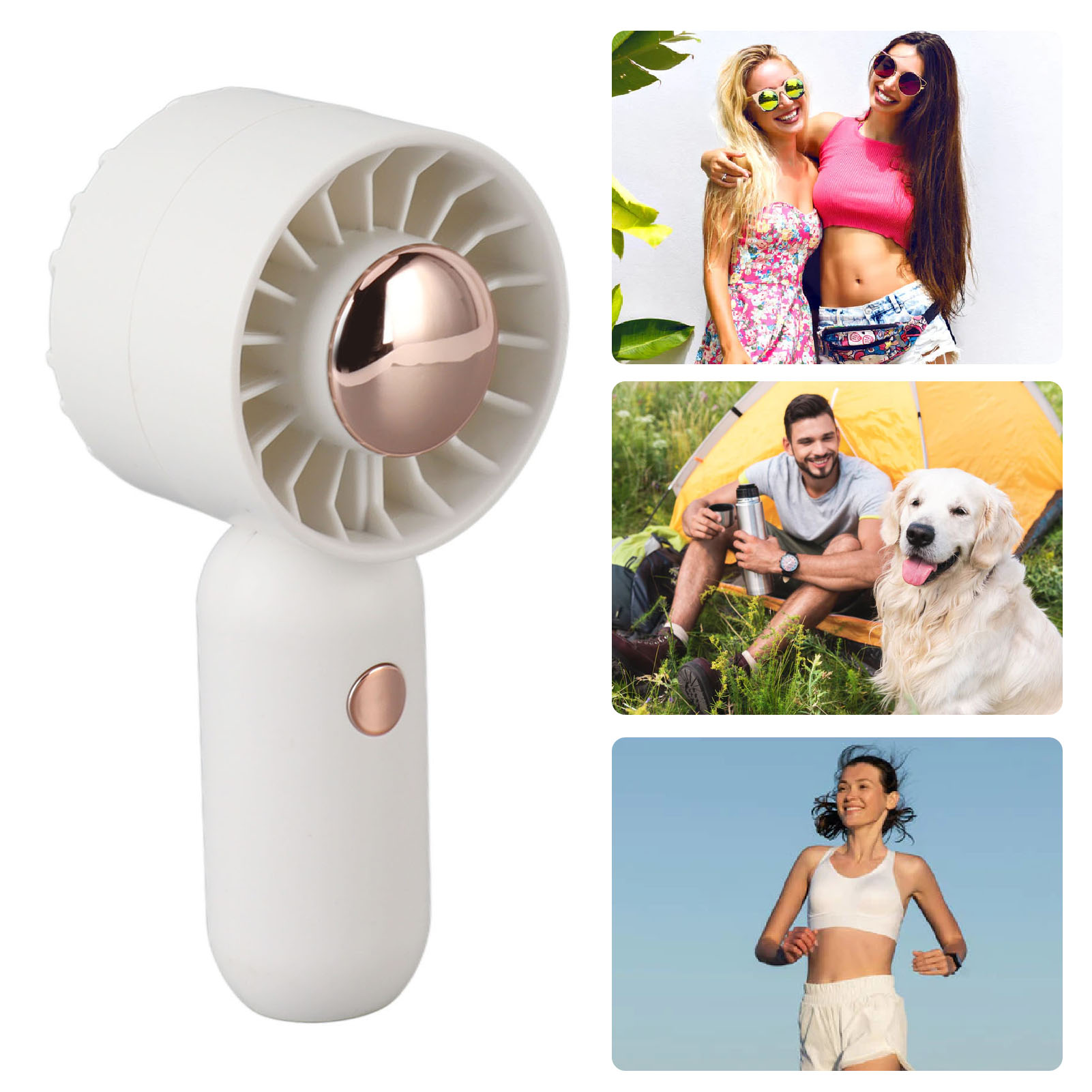Mini-taschenventilator Für Studenten, Usb-aufladbar, Weißes Geschenk