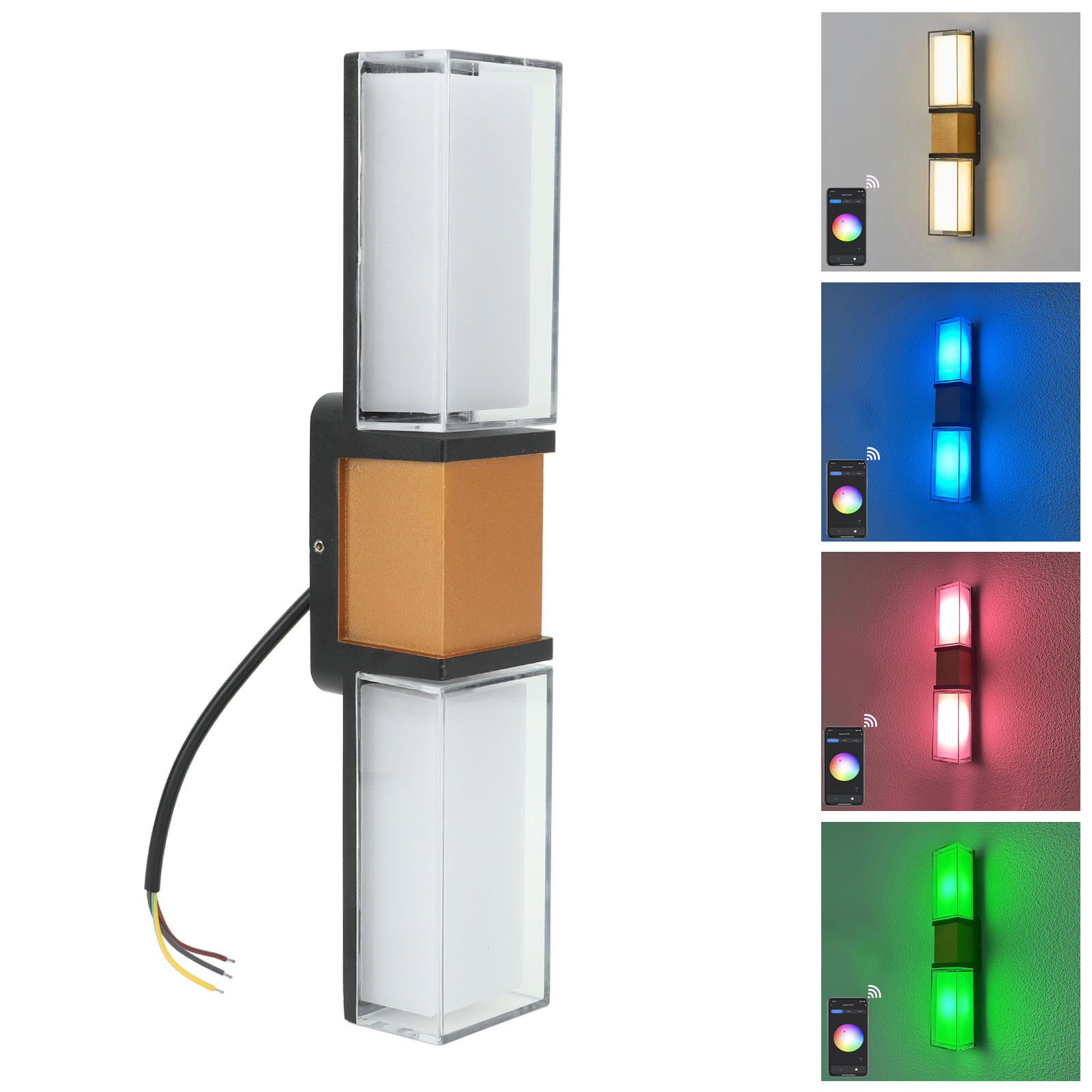 Smarte 9-w-rgbw-led-wandleuchte Mit Farbwechsel, Einstellbarer Helligkeit, App-steuerung, Wasserdicht Für Den Außenbereich, Kompatibel Mit Alexa Und Google Assistant