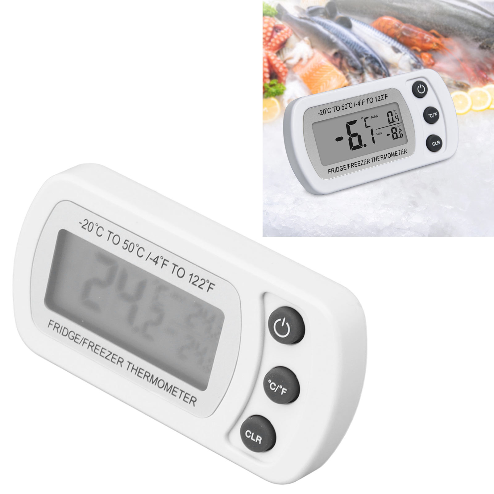 Weißes Gefrierschrankthermometer Für Den Haushalt -2050℃ (2er-pack), Thermometer Mit Aufbewahrungsbox, Wasserdicht