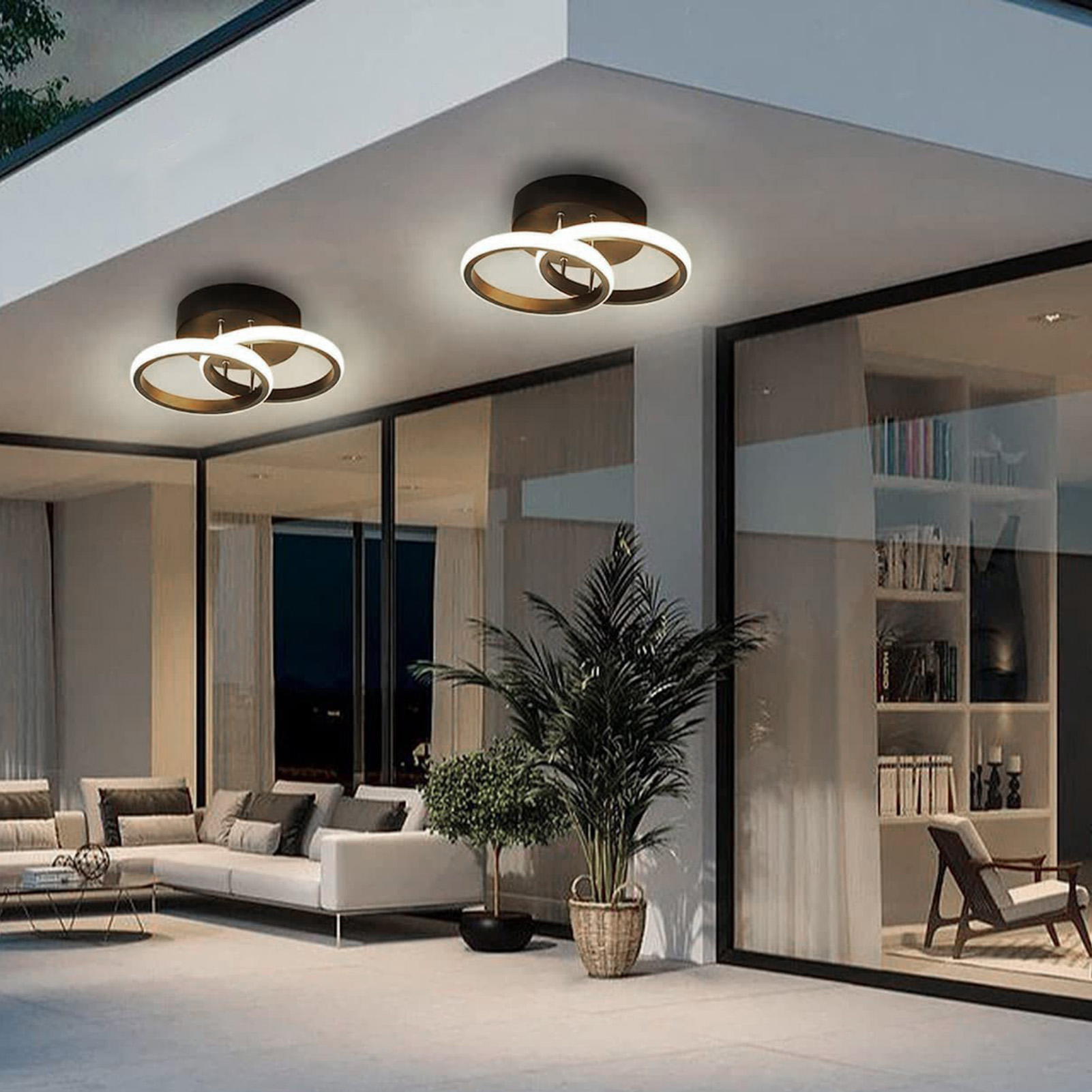Kleine, Moderne Led-deckenleuchte Mit Doppelring Und Kreativem Design, Ideal Für Die Innenbeleuchtung Im Wohnzimmer, Schlafzimmer, In Der Küche Und Im Büro.