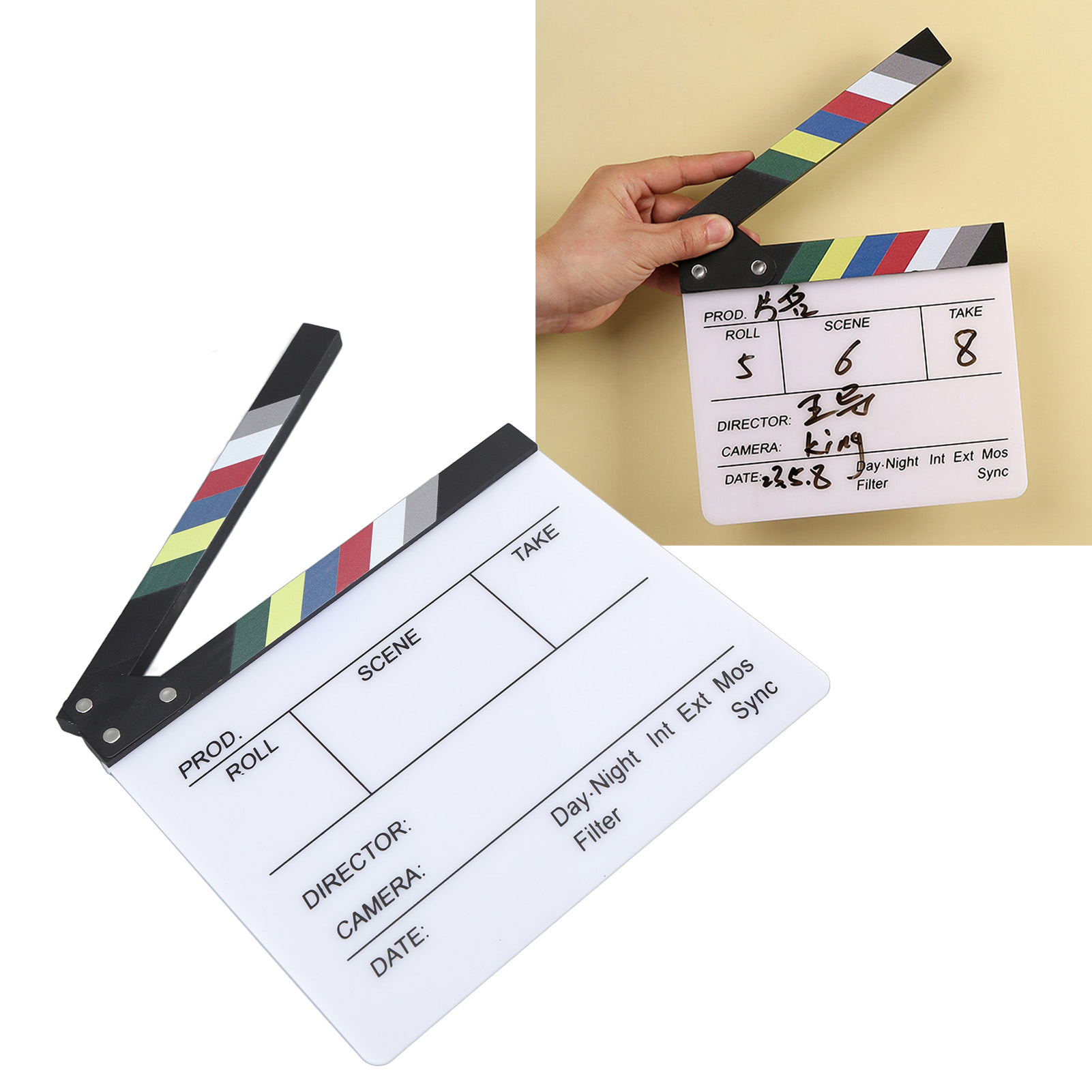 Dekorative Filmklappen-ornament, Professionelles Schwarz-weißes Acryl-ornament, 7002d-02 – Weiß – Groß