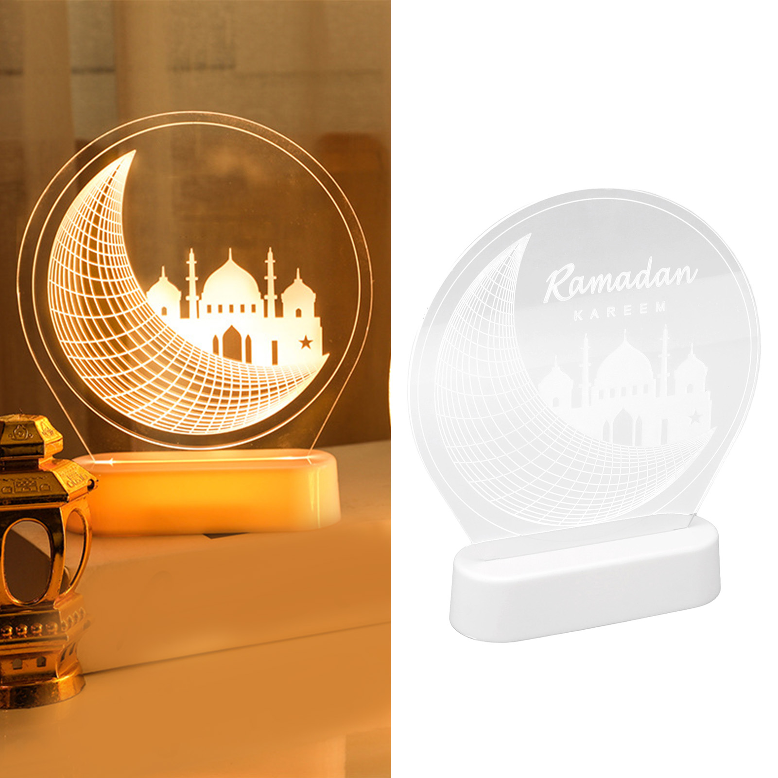 3d-tischlampe Im Muslimischen Stil Für Ramadan, Dekorative Led-nachtlampe Für Den Innenbereich.