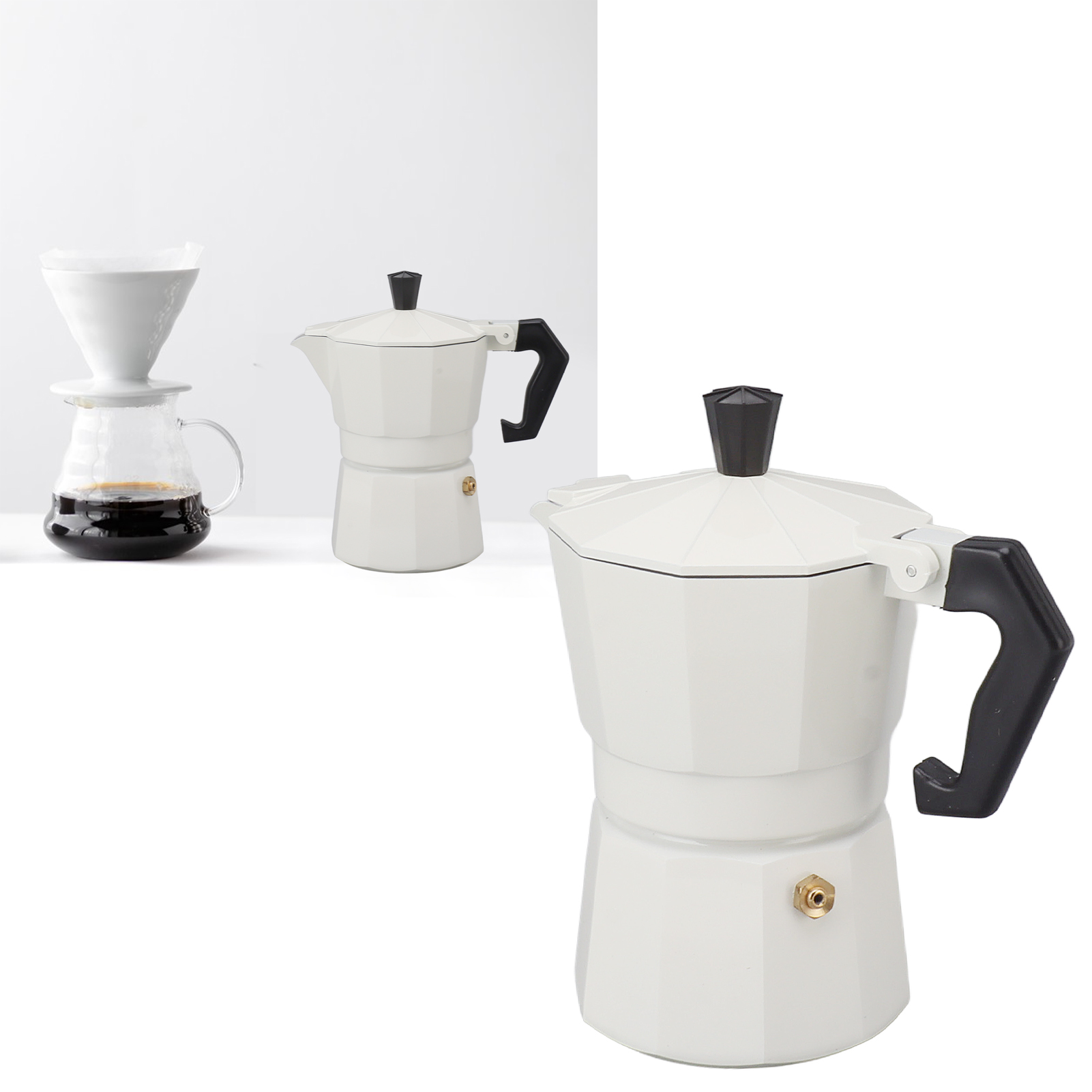 Italienische Kaffeemaschine, Moka-kanne, Filterkaffeemaschine, Weiße Moka-kanne, 300 Ml