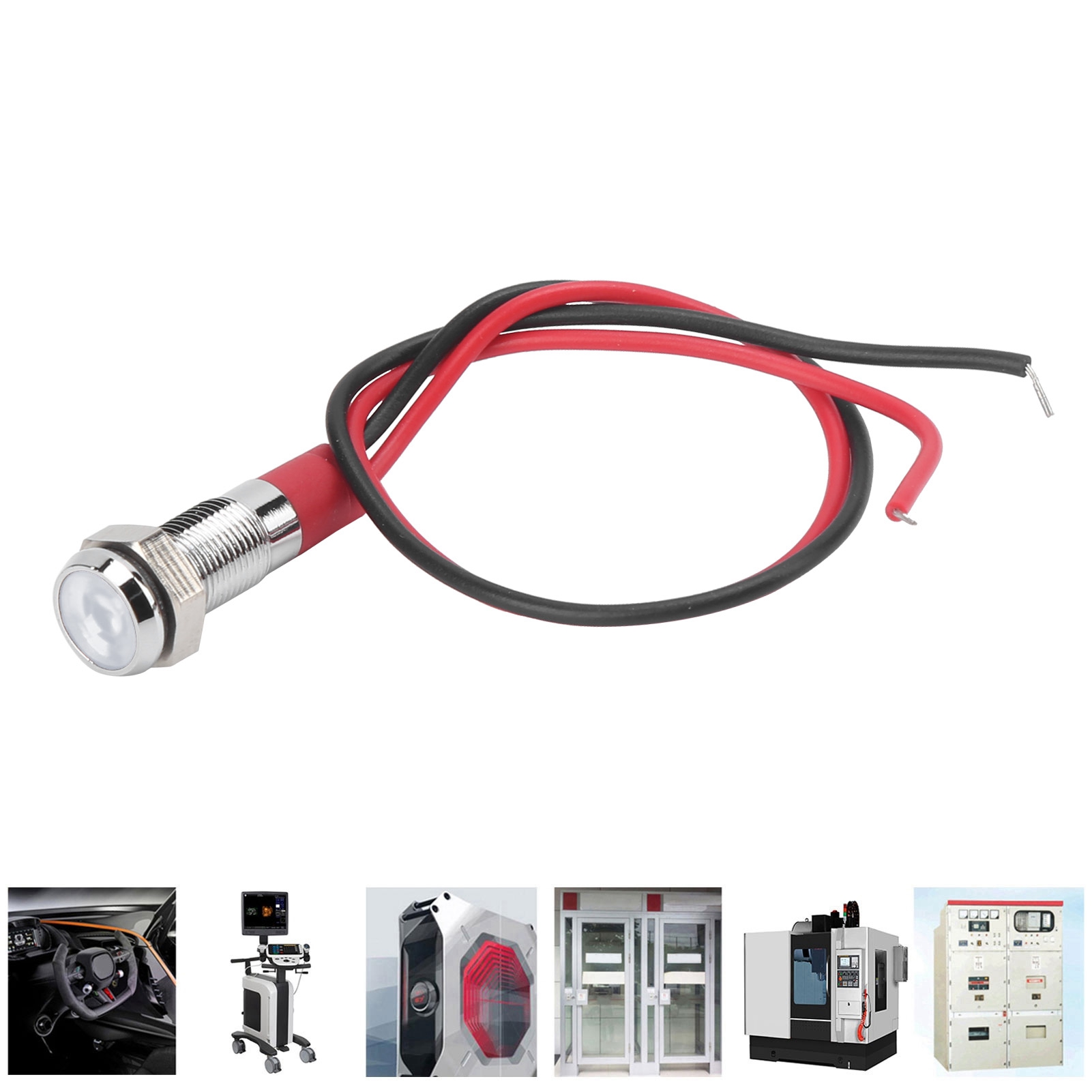 6 Mm Wasserdichte Led-kontrollleuchte Aus Metall, Kleine Betriebsanzeige Mit Kabel, Weiß.