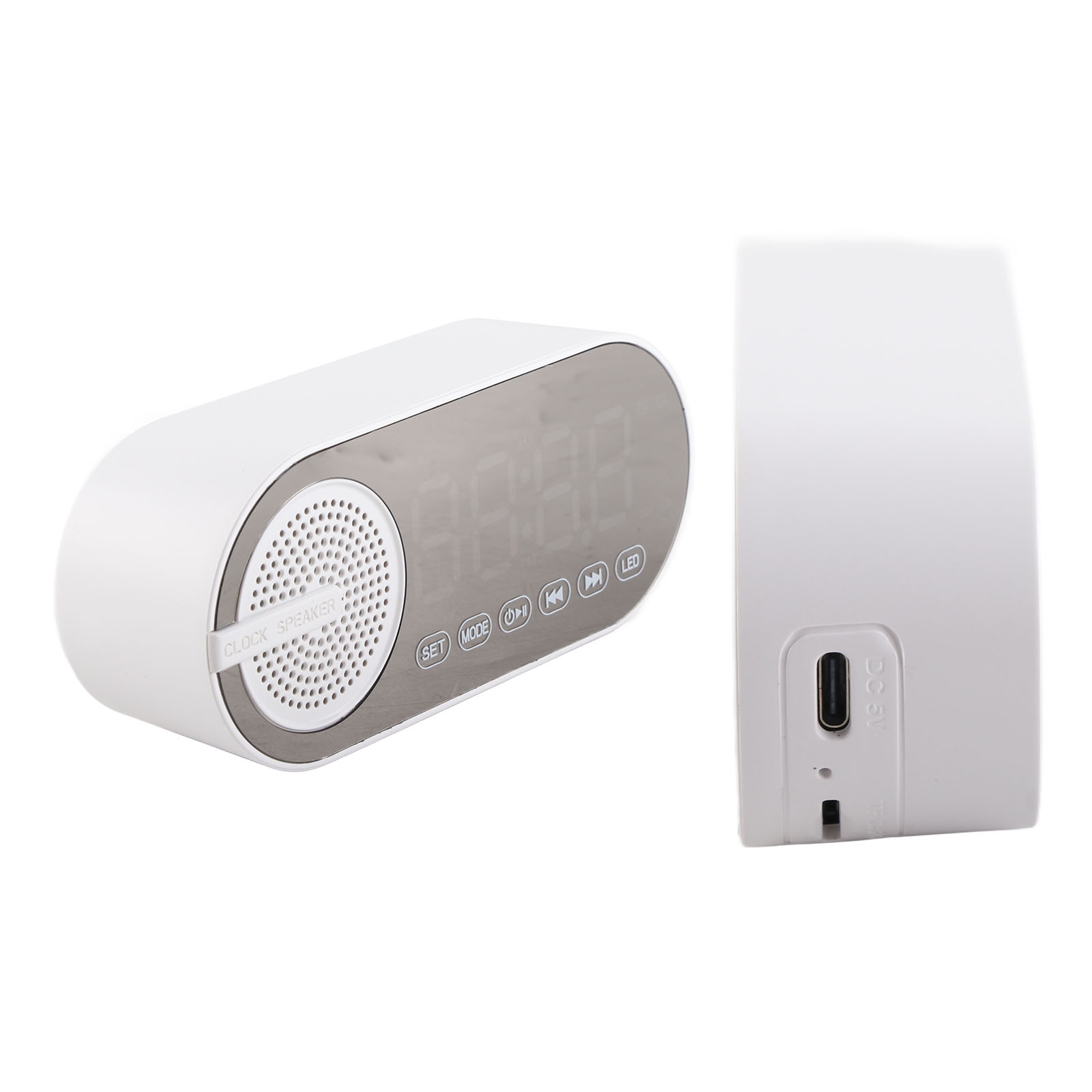 Neuer Spiegelwecker Mit Kartenfach, Bluetooth-lautsprecher, Farbigen Lichtern, Kräftigem Bass, Fm-radio, Tragbarer Lautsprecher, Ideal Als Geschenk, Weiß.