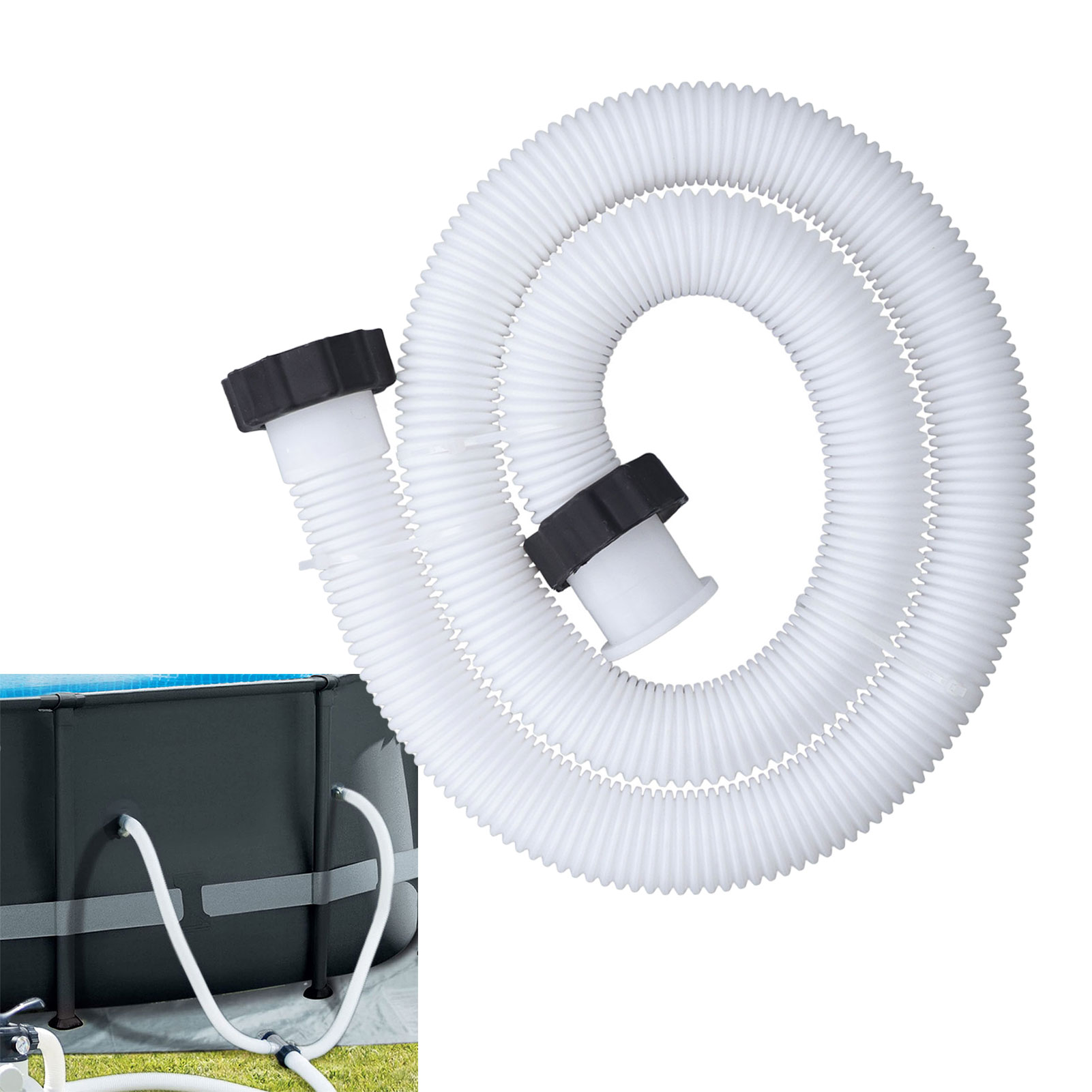 Intex/bestway Weißes Pumpenschlauch- Und Mutternset Für Ersatz-poolschläuche Mit 1,5 Zoll Durchmesser (1,5 M).