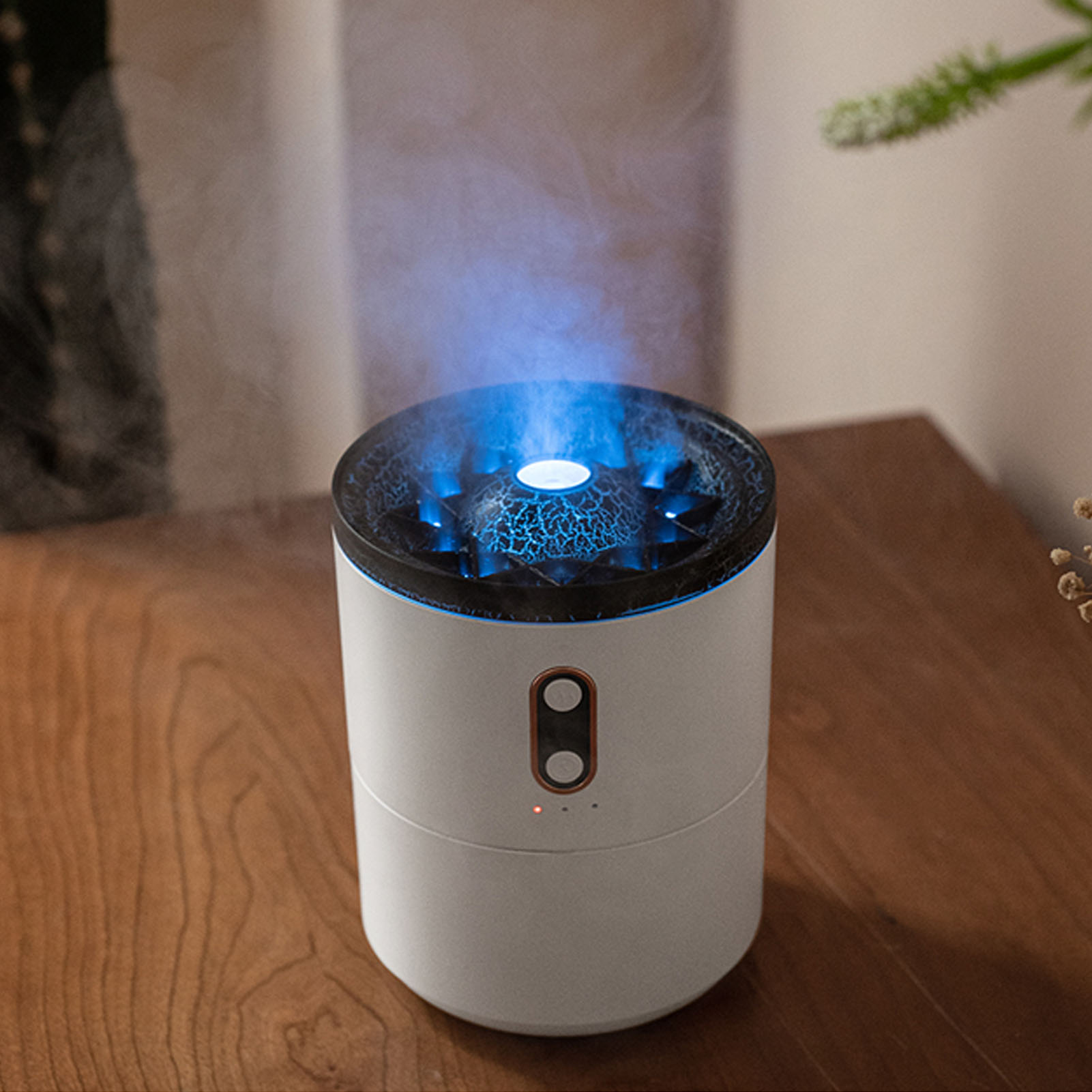 450 Ml Luftbefeuchter Mit Simulierter Flamme, Wasserloser Und Stromloser Aromadiffusor In Form Einer Vulkanqualle, Usb-diffusor Für Ätherische Öle, Geeignet Für Zuhause, Schlafzimmer Und Büro.
