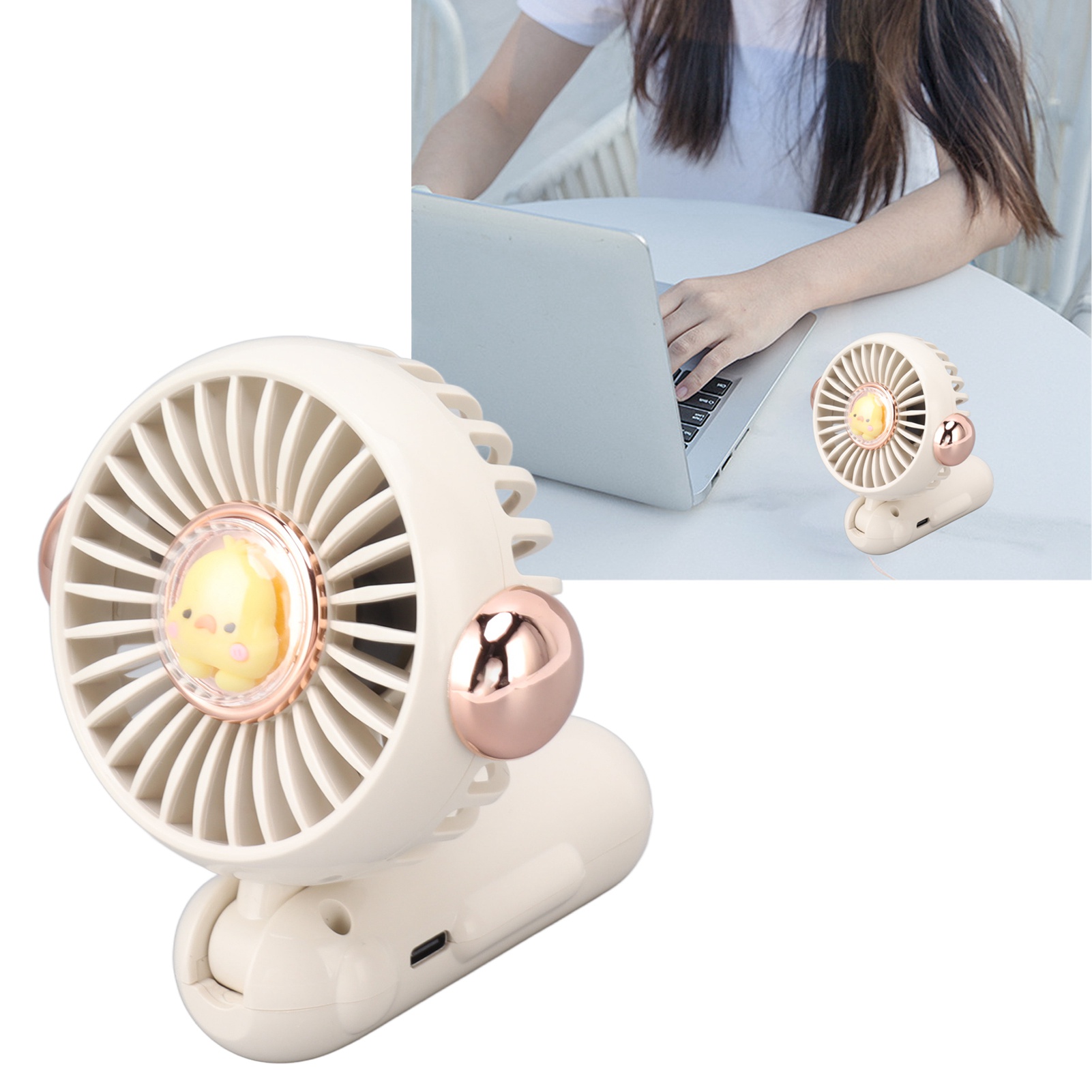Kleiner, Faltbarer, Niedlicher Und Tragbarer Taschenventilator, Ideal Für Reisen, Studenten, Studentenwohnheime Und Büros. Usb-aufladbar, Weiß.