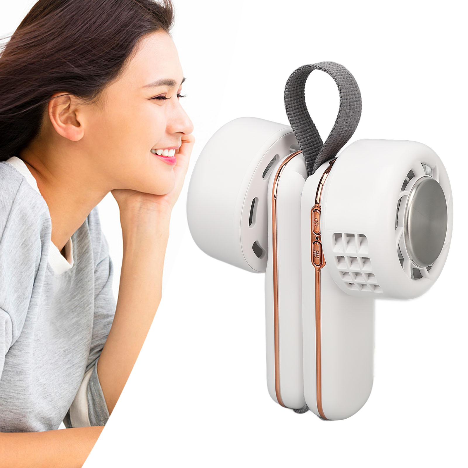Halbleitergekühlter Nackenventilator, Mini-tragbarer Outdoor-ventilator, Wiederaufladbar Über Usb, Weiß.