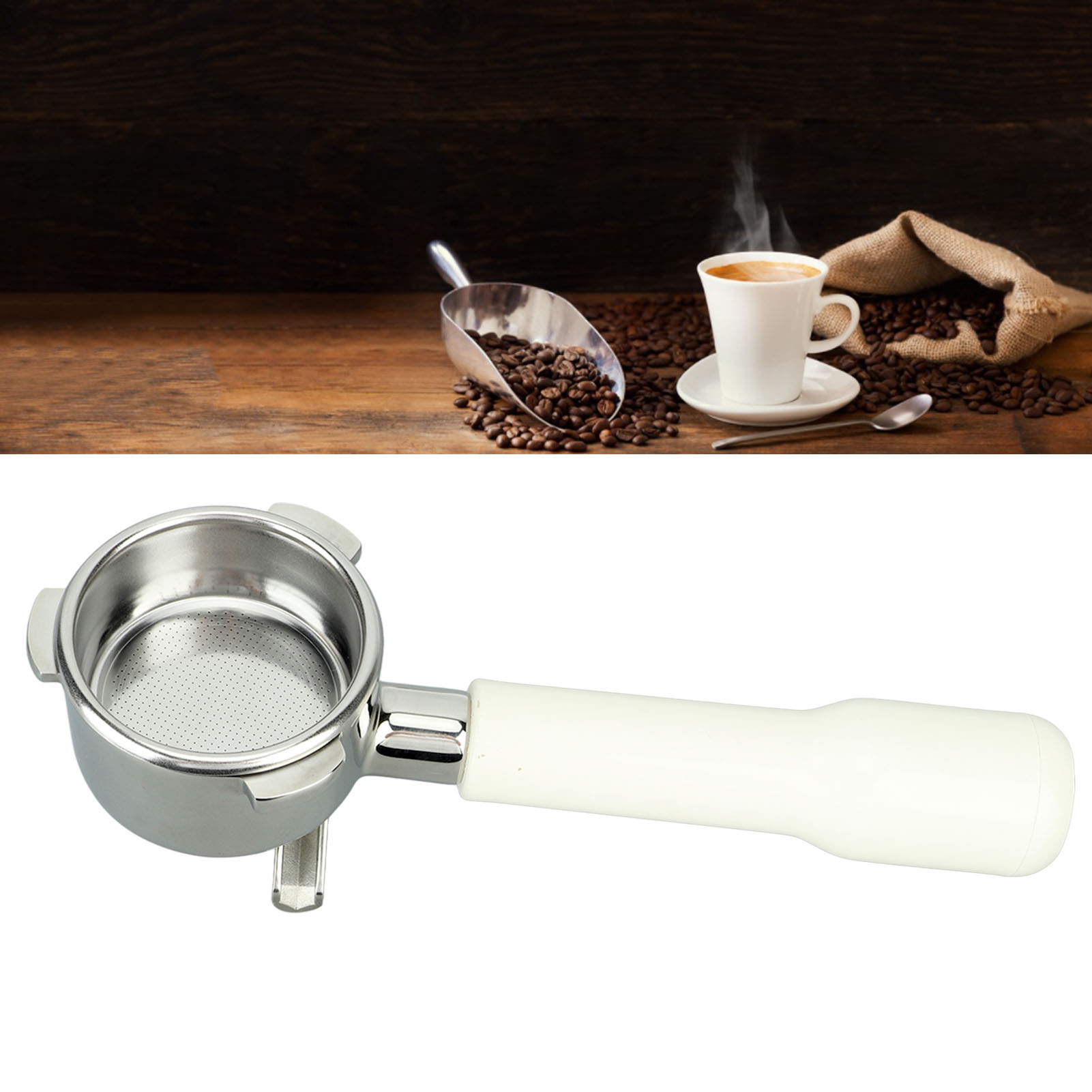 54 Mm Edelstahlgriff Für Platinum 870/880 Kaffeemaschinen, Doppelauslauf, Modell C2, Weißer Kunststoff.