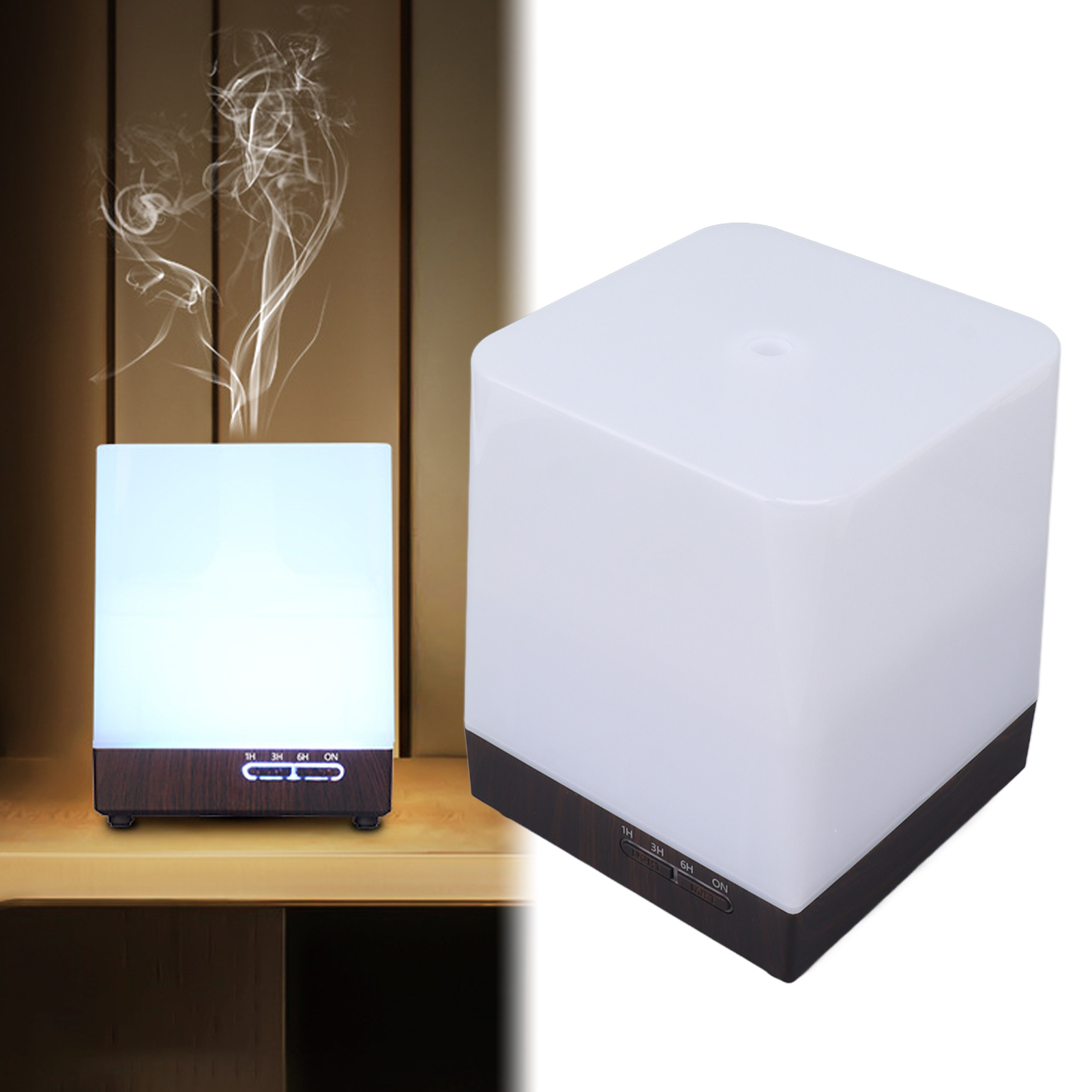 Luftbefeuchter Für Zuhause, Raumspray Fürs Schlafzimmer, Geräuschloses Nachtlicht, Fernbedienung, Siebenfarbiges Licht, Quadratischer Aromatherapie-diffusor, 100-240 V, Europäischer Standard.