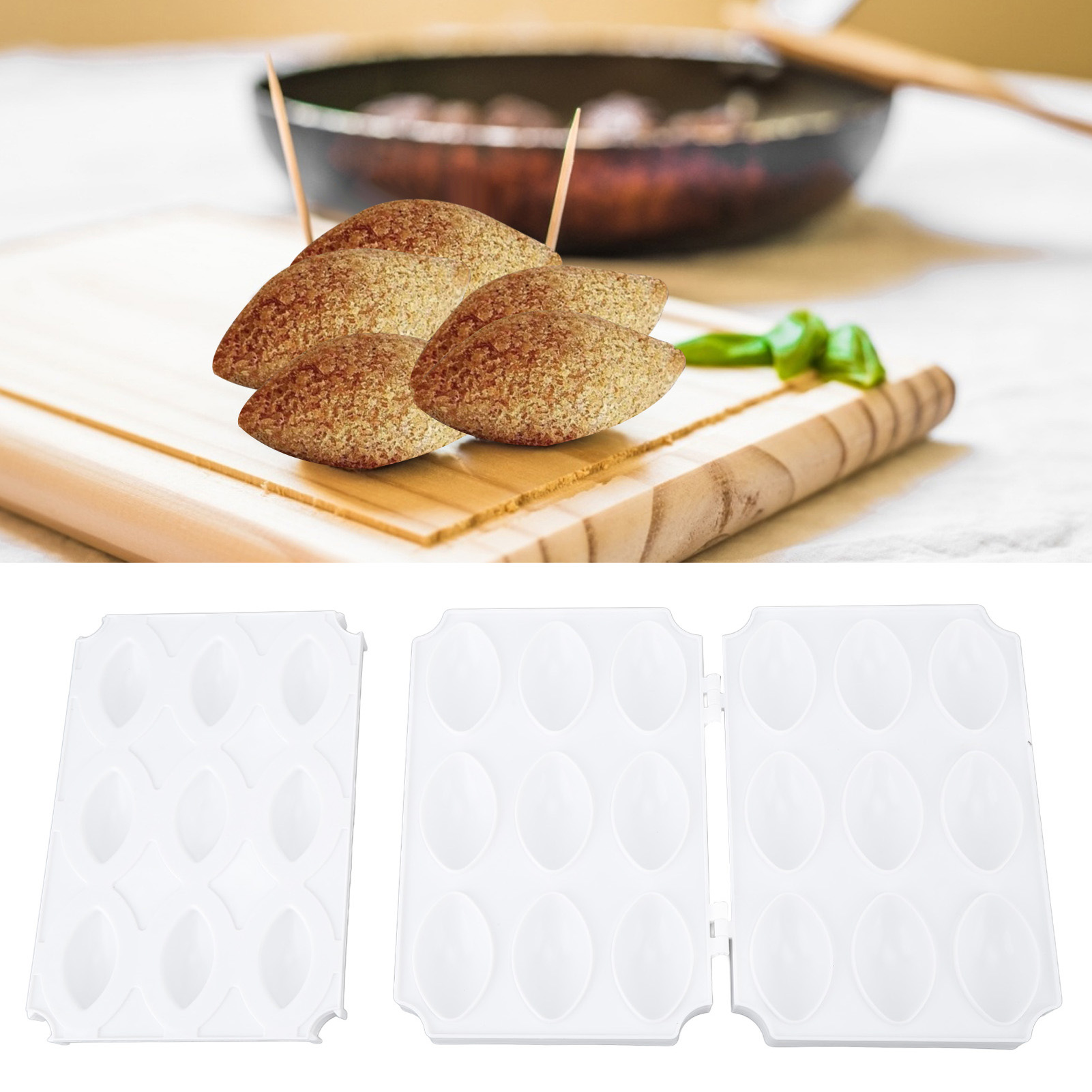 Kibbeh-form Mit 9 Fächern Zur Herstellung Von Hausgemachten Fleischbällchen, Frikadellen Und Desserts, Reinweiß