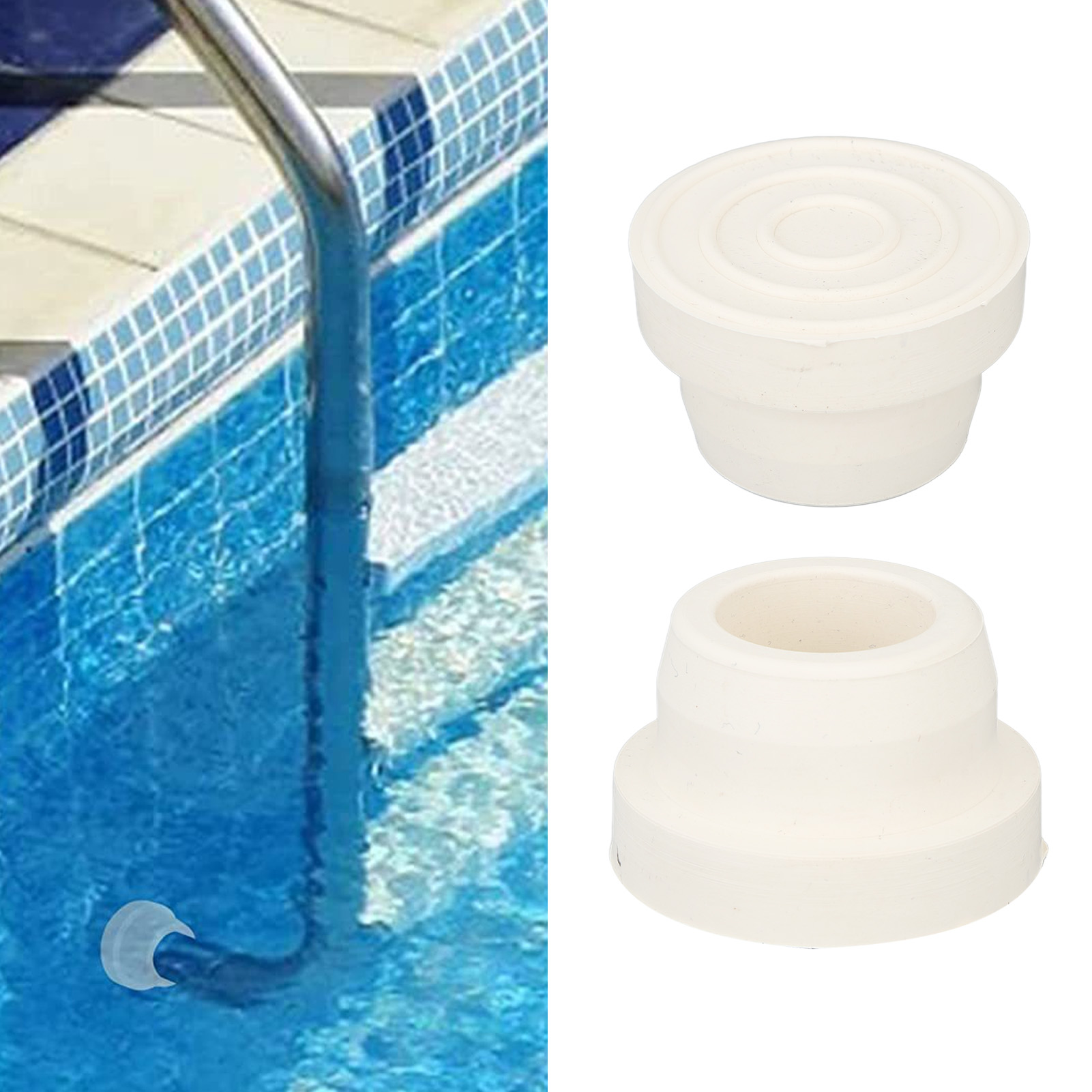 Set Mit 2 Gummistoppern Für Schwimmbadleitern, Stopfen Für Eingelassene Schwimmbadleitern, Geeignet Für Kleine Schwimmbadleitern.