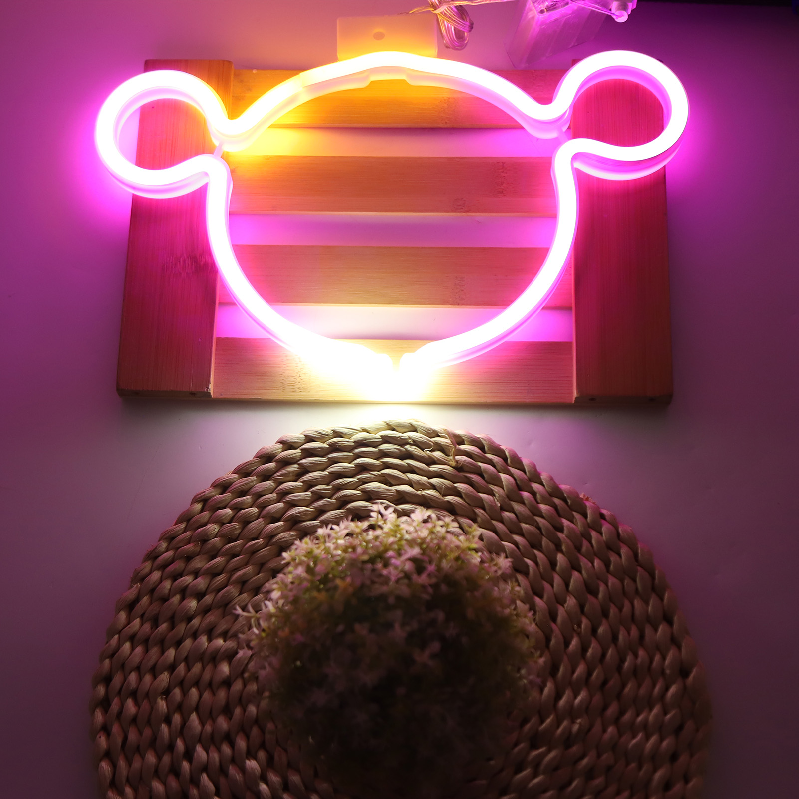 Led-neon-wanddekoration, Leuchtschild, Usb-/batteriebetriebenes Neon-nachtlicht, Leuchtende Neonmaus, Ideal Für Kinderzimmer, Valentinstag, Hochzeit