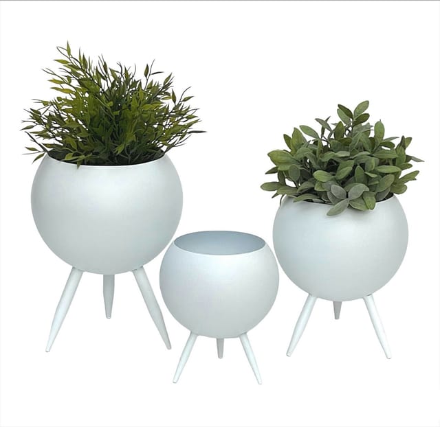 Dandibo - Blumenhocker Metall mit Topf Weiß Blumenständer 96259 3er Set Blumensäule Modern Pflanzenständer Pflanzenhocker