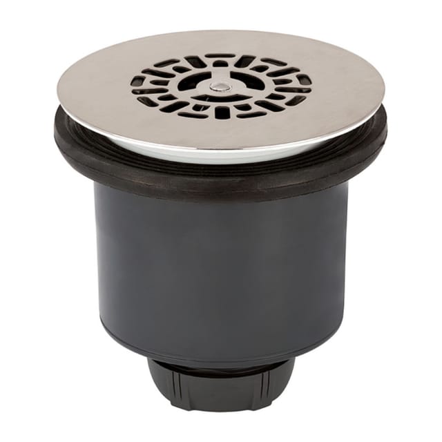 Bonde de douche 90 mm, sortie verticale 40 mm TOURBILLON, grille plate inox brossé
