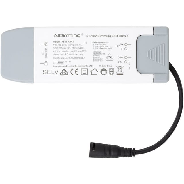 Efectoled - Treiber aid Dimmbar 1-10V 220-240V No Flicker Ausgang 21-42V 500mA 21W PE18AA42 21 w