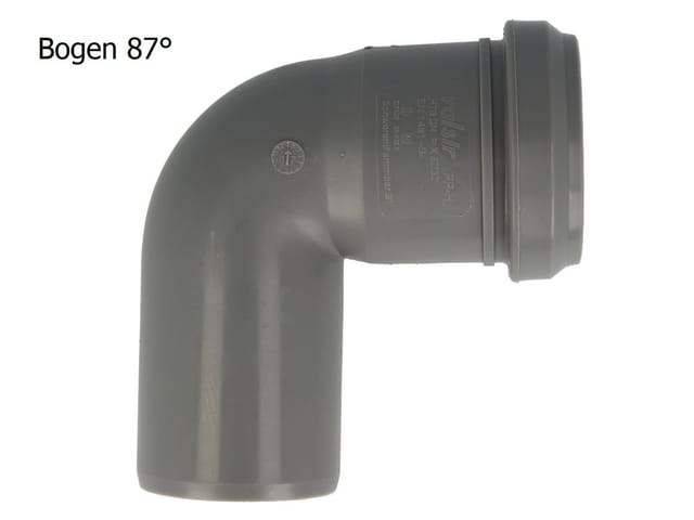Ht Bogen ø 50 x 87°, mit einseitiger Steckmuffe und Gummidichtung
