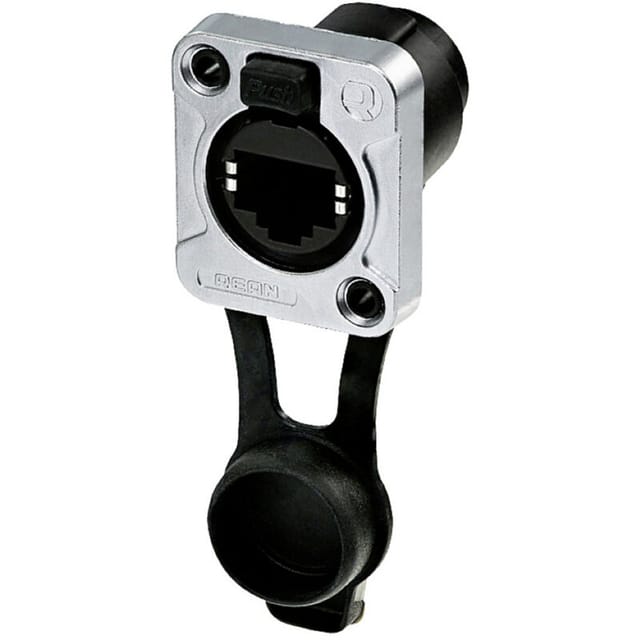 Rean AV RJ45 Durchgangs-Einbaubuchse, IP65, vernickeltes D-Gehäuse RRE8F-Z-000-1 Buchse, gerade