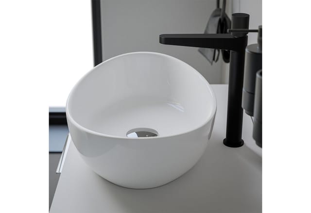 Aufsatzwaschbecken Bernstein PB2004 Mineralguss 55x35x14,5cm Weiß Hochglanz