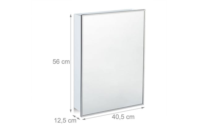 Spiegelschrank Bad, Hängeschrank, eintüriger Wandschrank aus Stahl, mit 3 Ablagen, hbt: 56x40,5x12,5 cm, weiß - Relaxdays