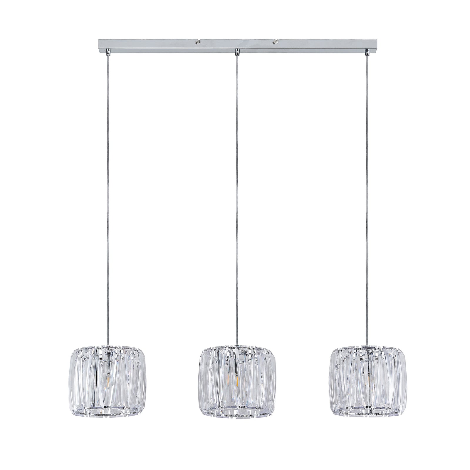 [neuwertig] B-ware Lindby Hängelampe Hängeleuchte Sofia Led Pendelleuchte Dimmbar Chrom Klar 107cm