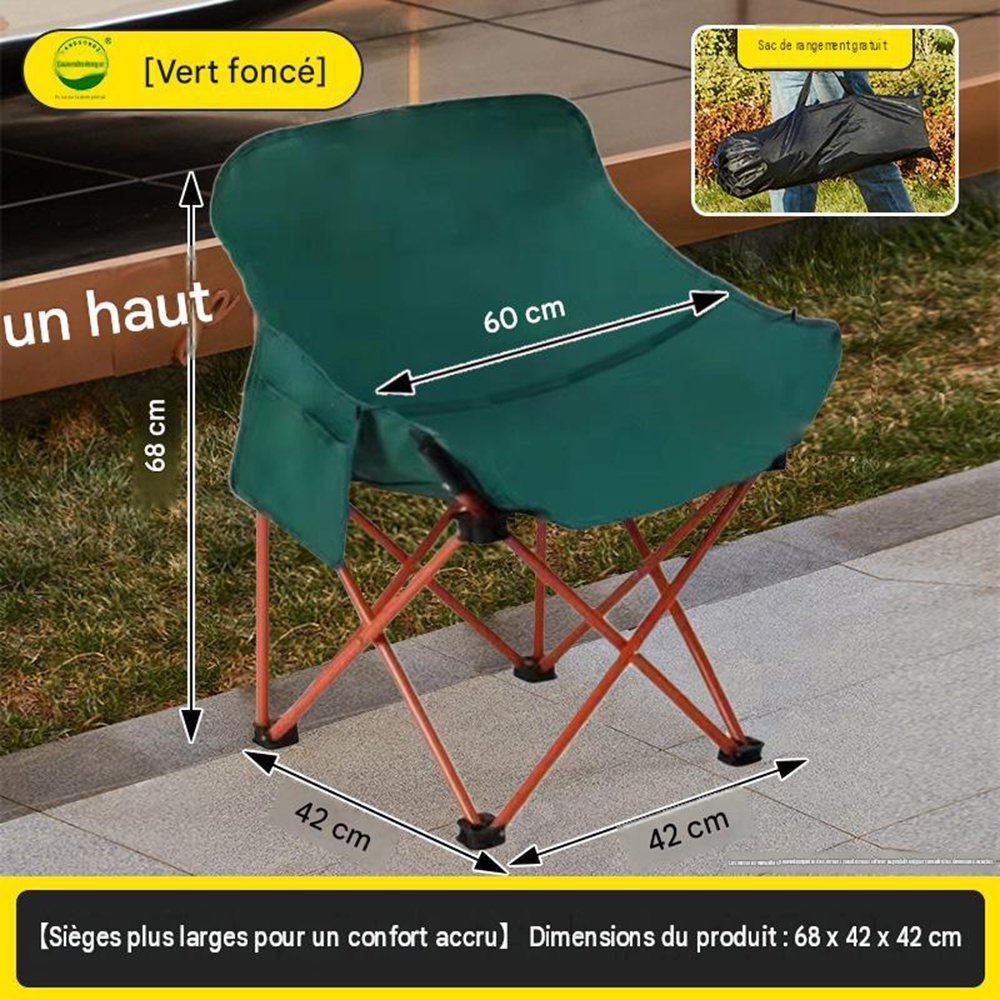 Tragbarer, Faltbarer Mondstuhl Für Camping – Faltbarer Outdoor-stuhl Für Garten, Angeln, Strand, Niedrige Rückenlehne, Gerades Canvas-gewebe, 1 Stück, Dunkelgrün