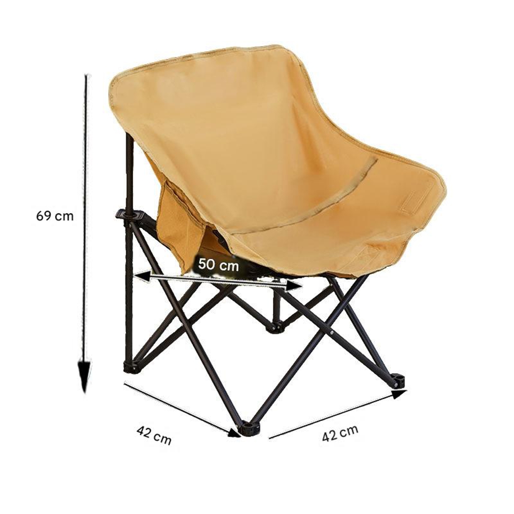 Mondförmiger Klappstuhl Für Camping – Tragbarer Sessel Für Camping, Angeln, Garten Und Strand, Niedrige Rückenlehne, Gerades Canvas-gewebe, 1 Stück, Khaki