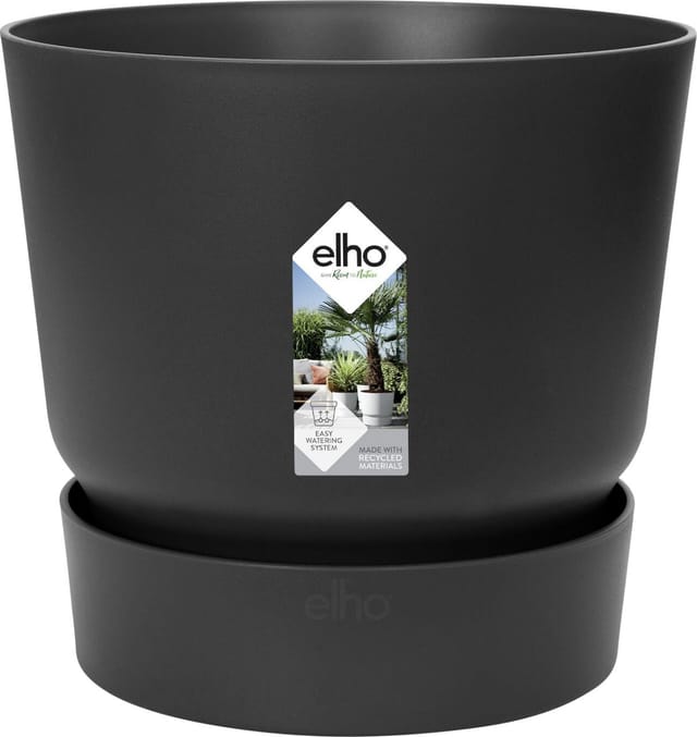 Elho - Pflanztopf Greenville ø 30 x 27,8 cm lebhaft schwarz Kunststofftöpfe