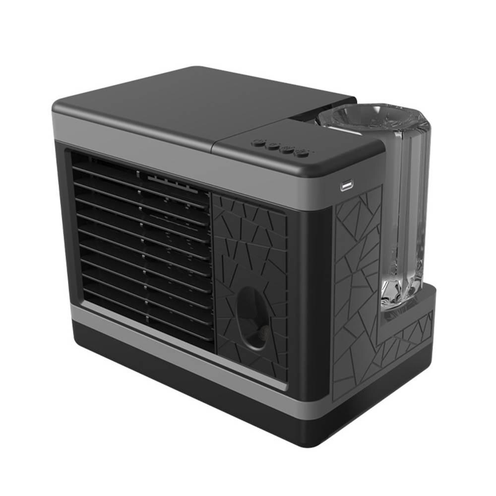 Wiederaufladbarer Usb-tischventilator Mit Wassersprühfunktion, Mini-luftkühler, Multifunktionsventilator Für Zuhause, Büro Und Schlafzimmer, Preisgünstiger Luftkühler, 1 Stück, Schwarz