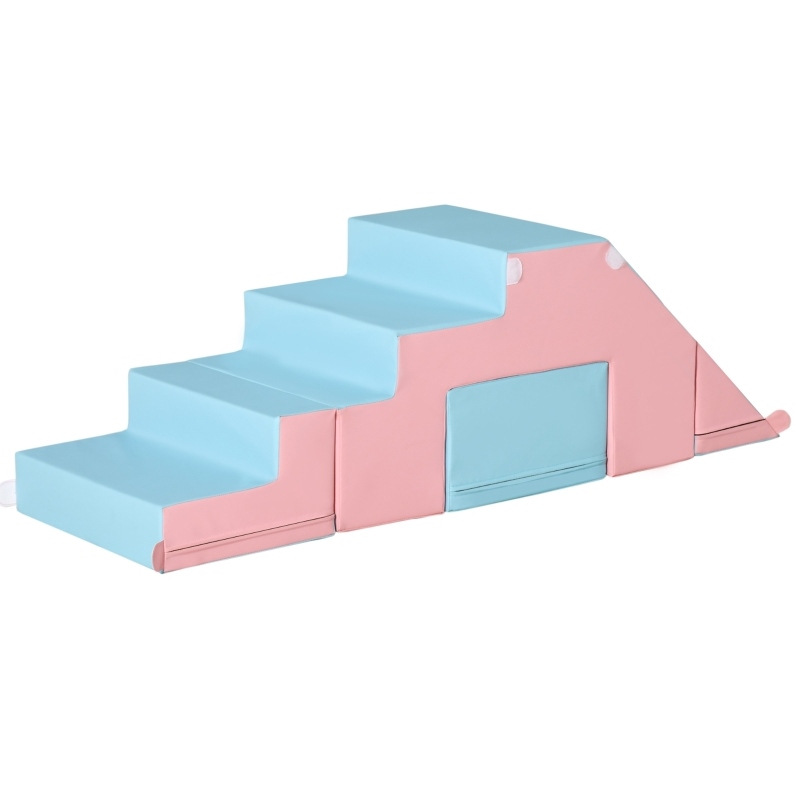Kletter- Und Rutschset Für Kinder Aus Kunstleder Und Schaumstoff, Rosa/blau, 147 Cm