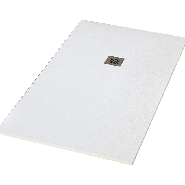 Sanycces - Duschwanne extra flach logic Schieferoptik weiss 100 x 140 cm